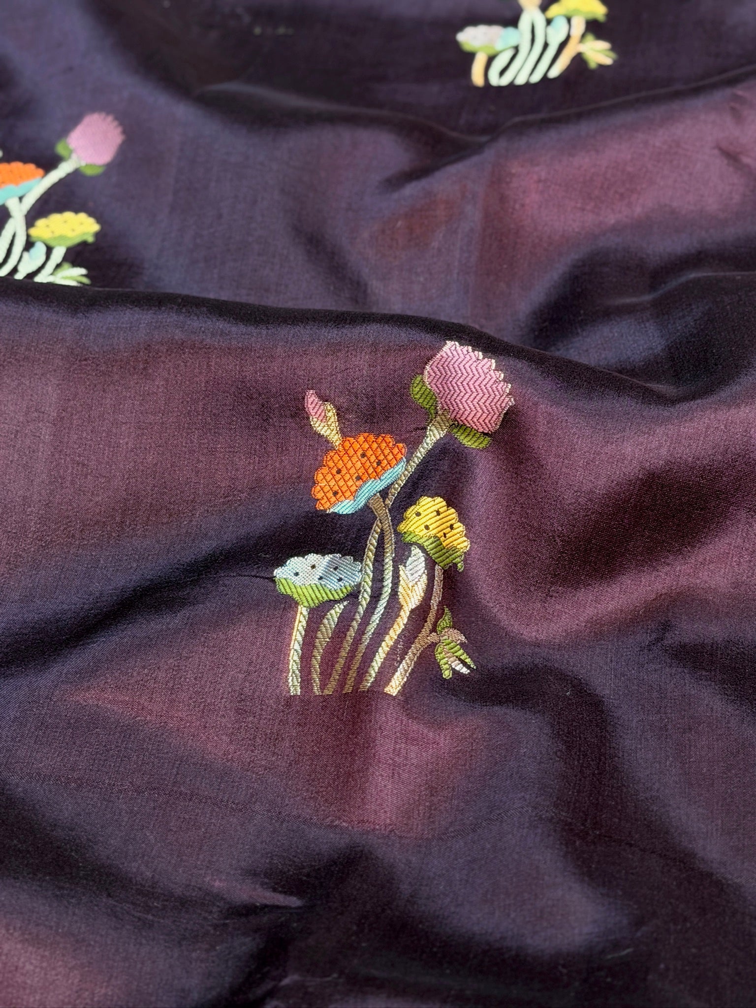 Wine 100% Pure Soft Katan Silk Saree