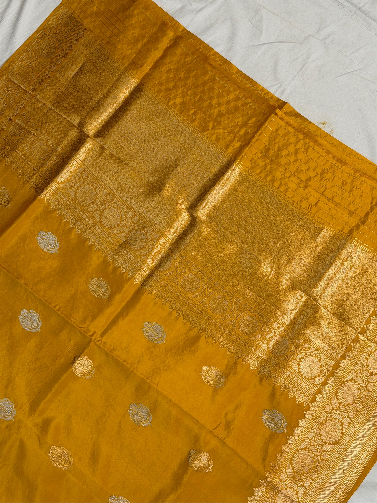 Yellow 100% Pure Soft Katan Silk Handwoven Saree