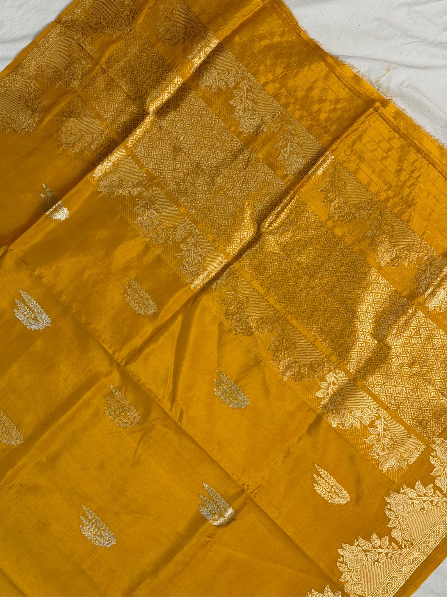 Yellow 100% Pure Soft Katan Silk Handwoven Saree