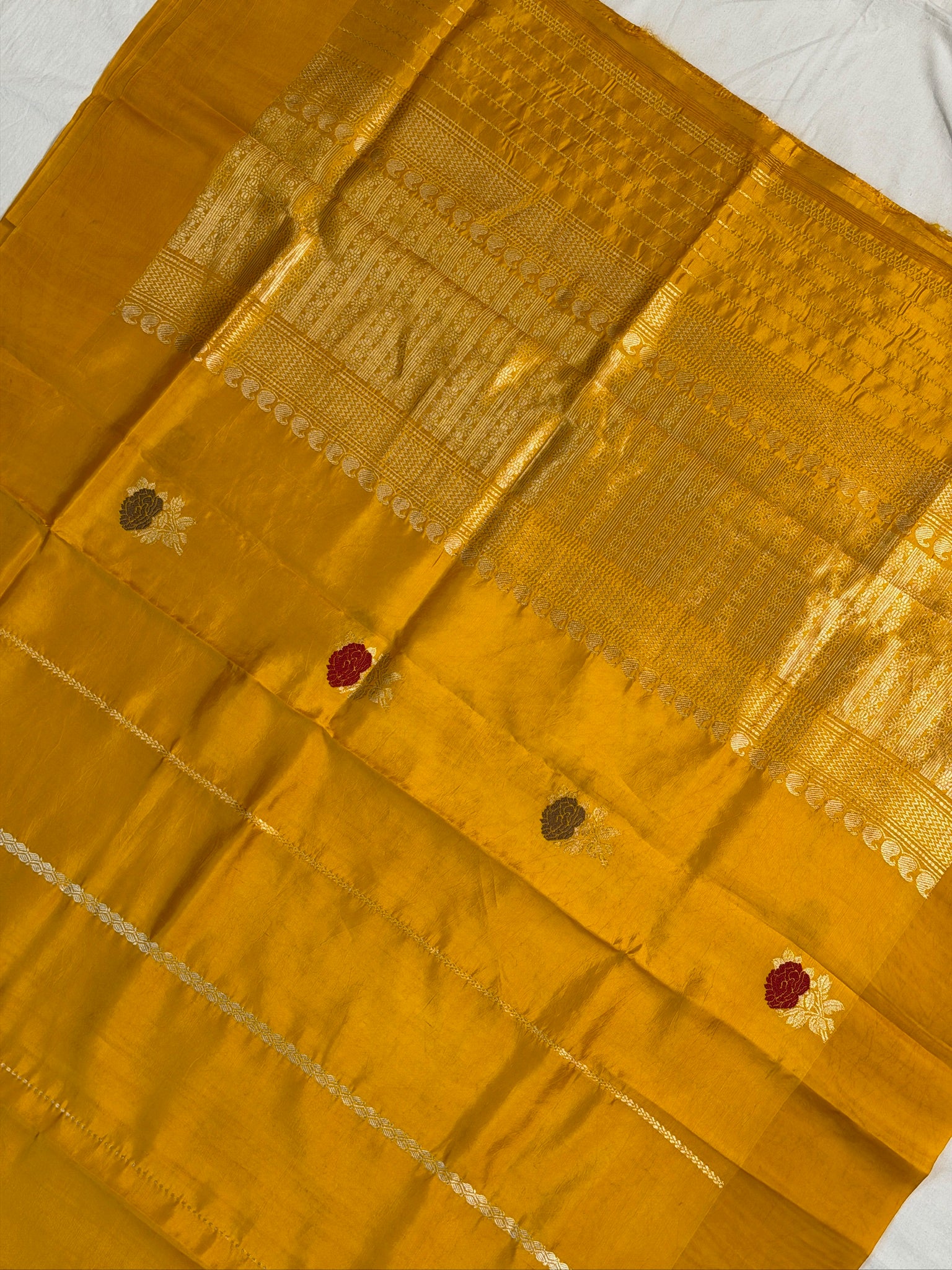 Yellow 100% Pure Soft Katan Silk Handwoven Saree