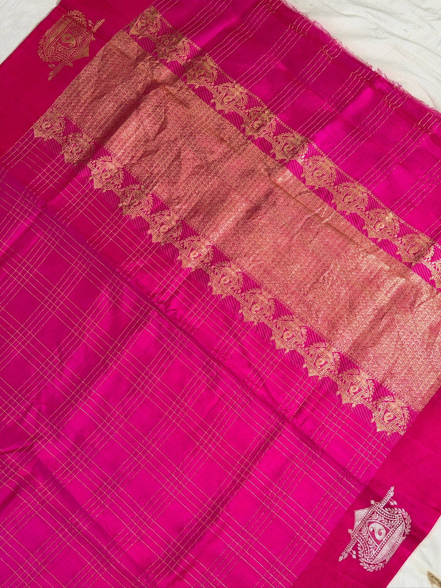 Rani Pink 100% Pure Soft Katan Silk Handwoven Saree