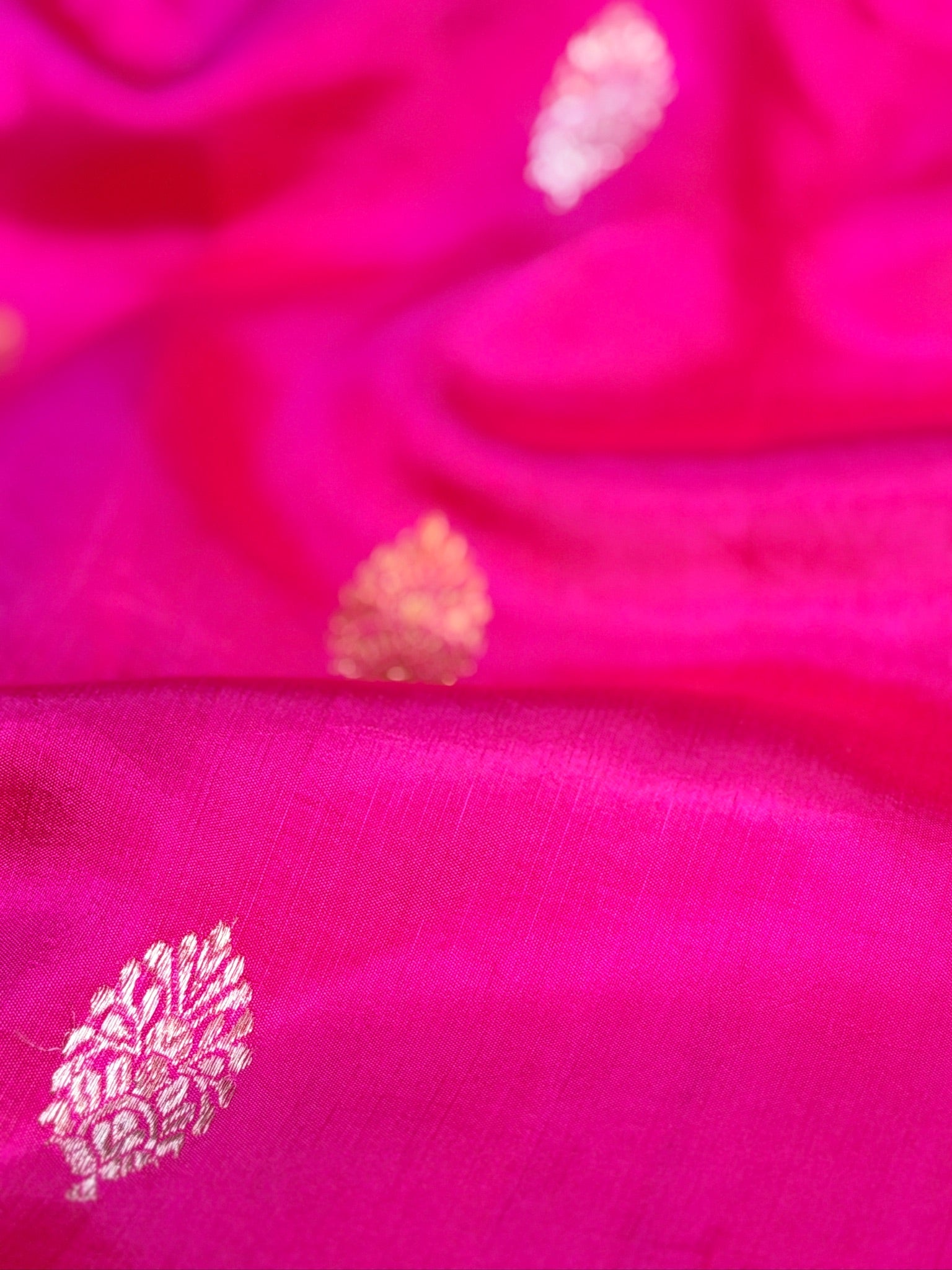 Rani Pink 100% Pure Soft Katan Silk Handwoven Saree