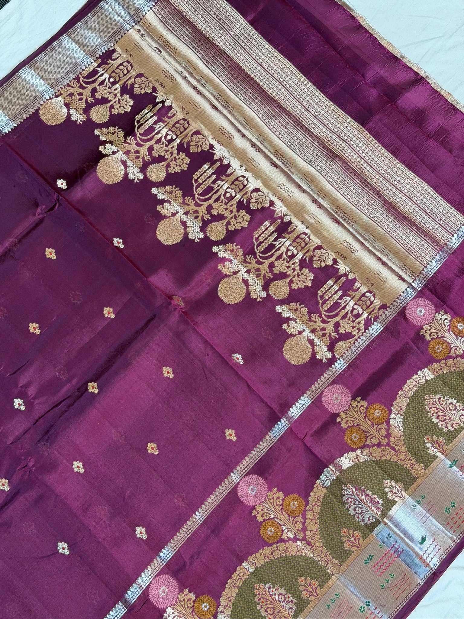 Magenta 100% Pure Soft Katan Silk Saree