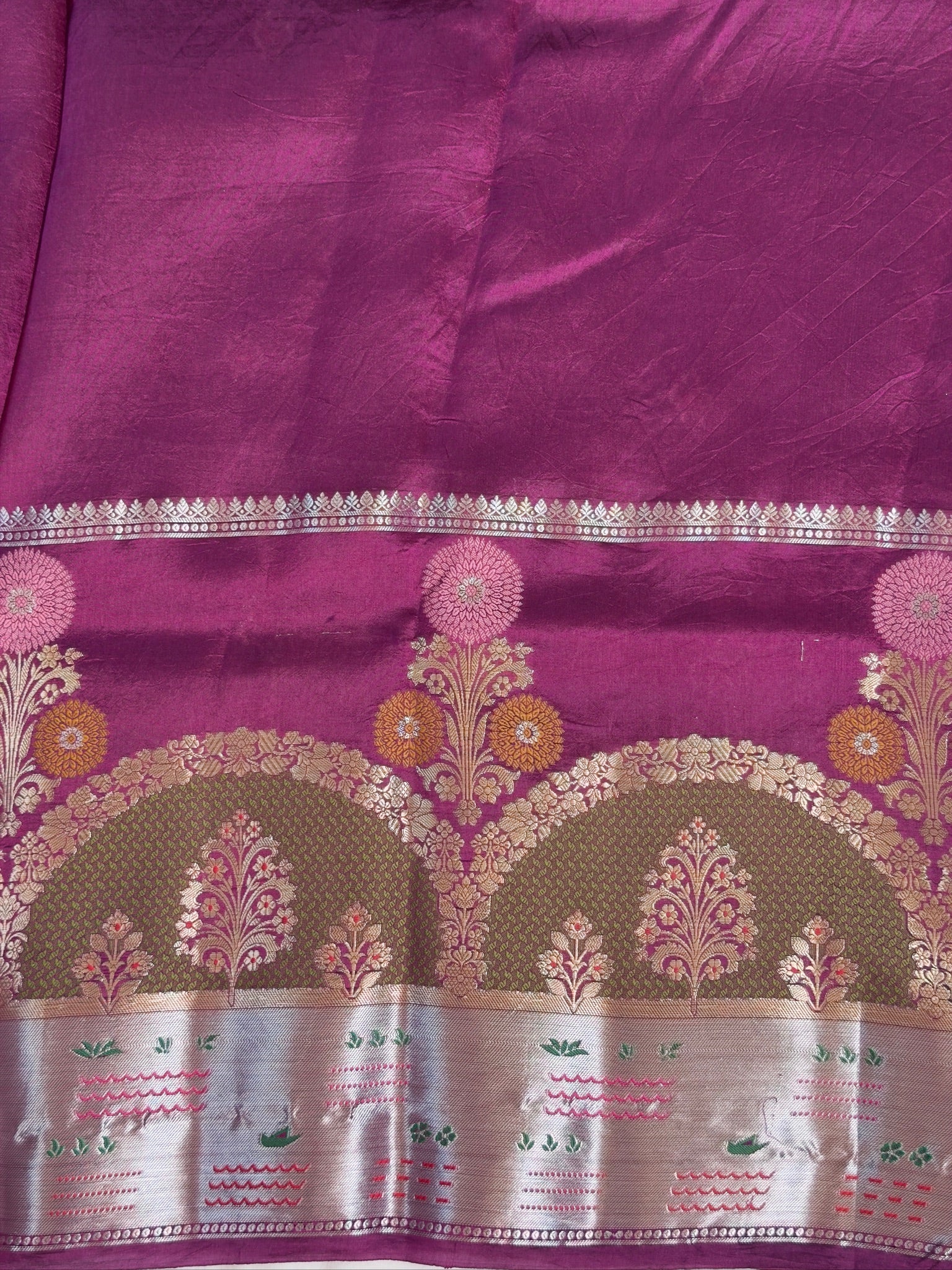 Magenta 100% Pure Soft Katan Silk Saree