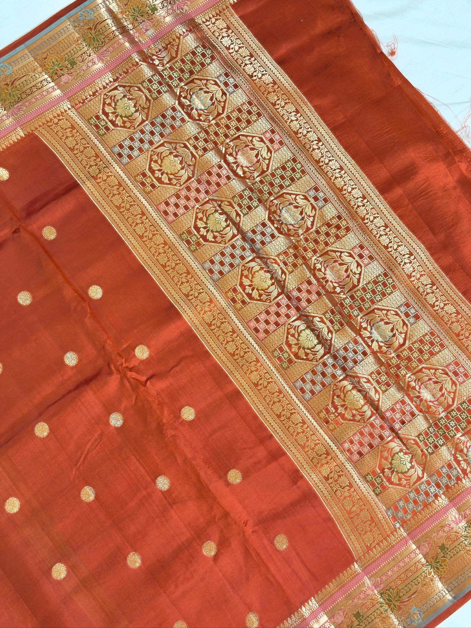 Rust Orange 100% Pure Soft Katan Silk Saree