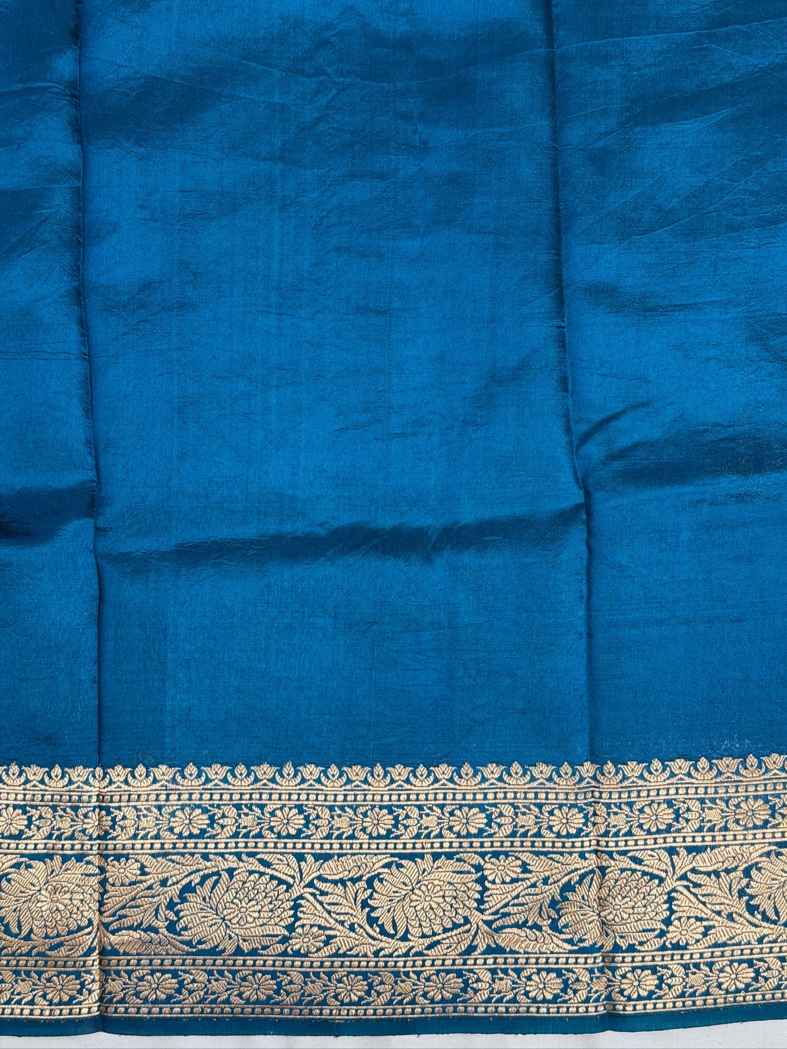 Teal Blue 100% Pure Soft Katan Silk Handwoven Saree