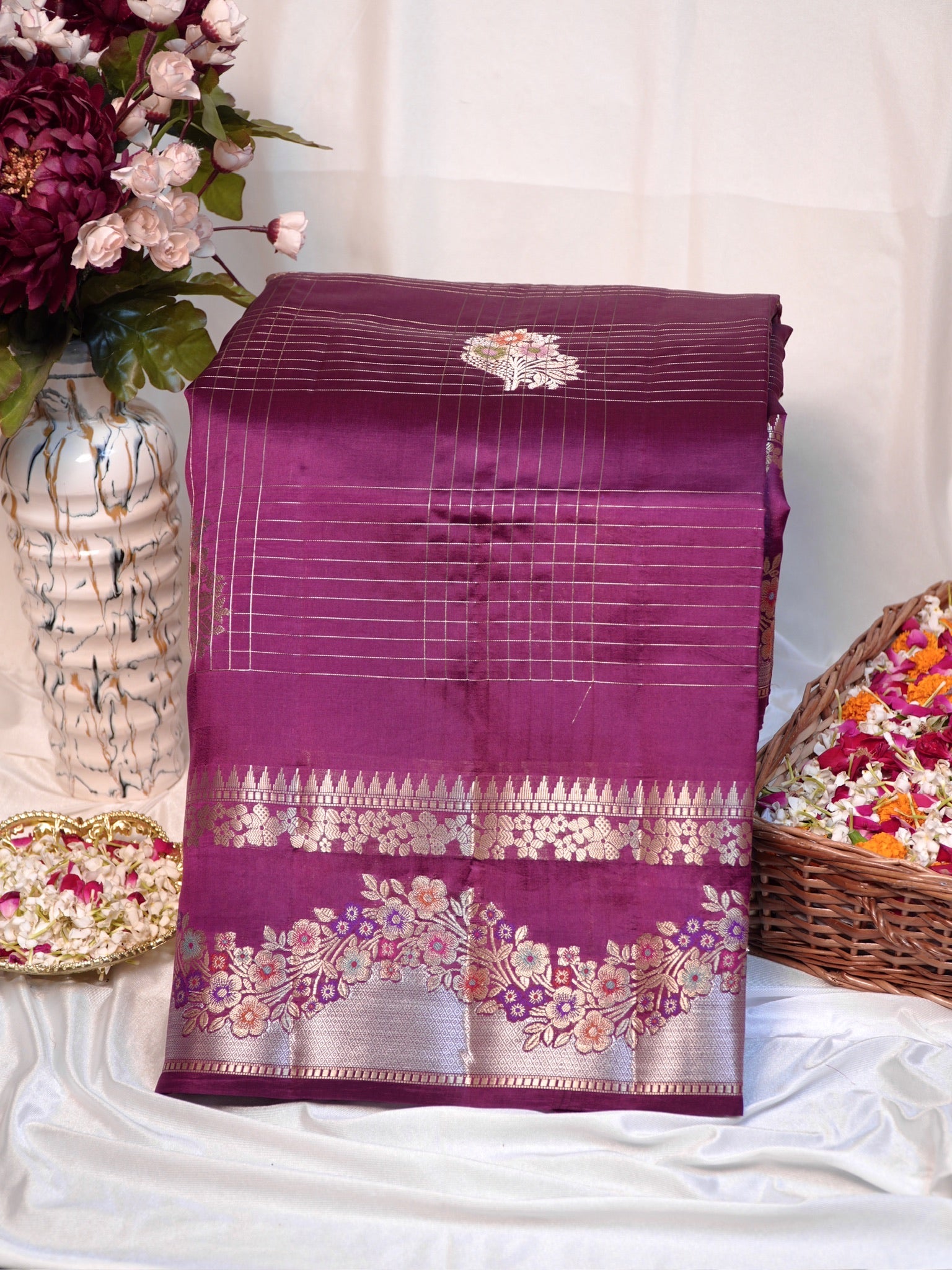 Magenta 100% Pure Soft Katan Silk Saree