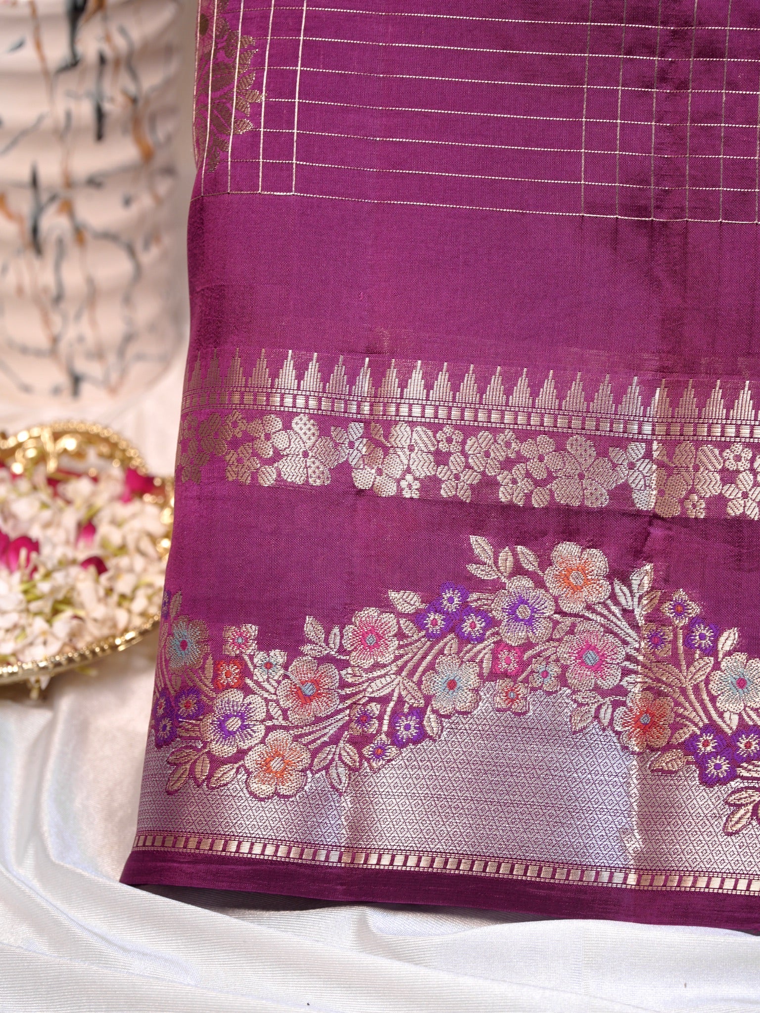Magenta 100% Pure Soft Katan Silk Saree