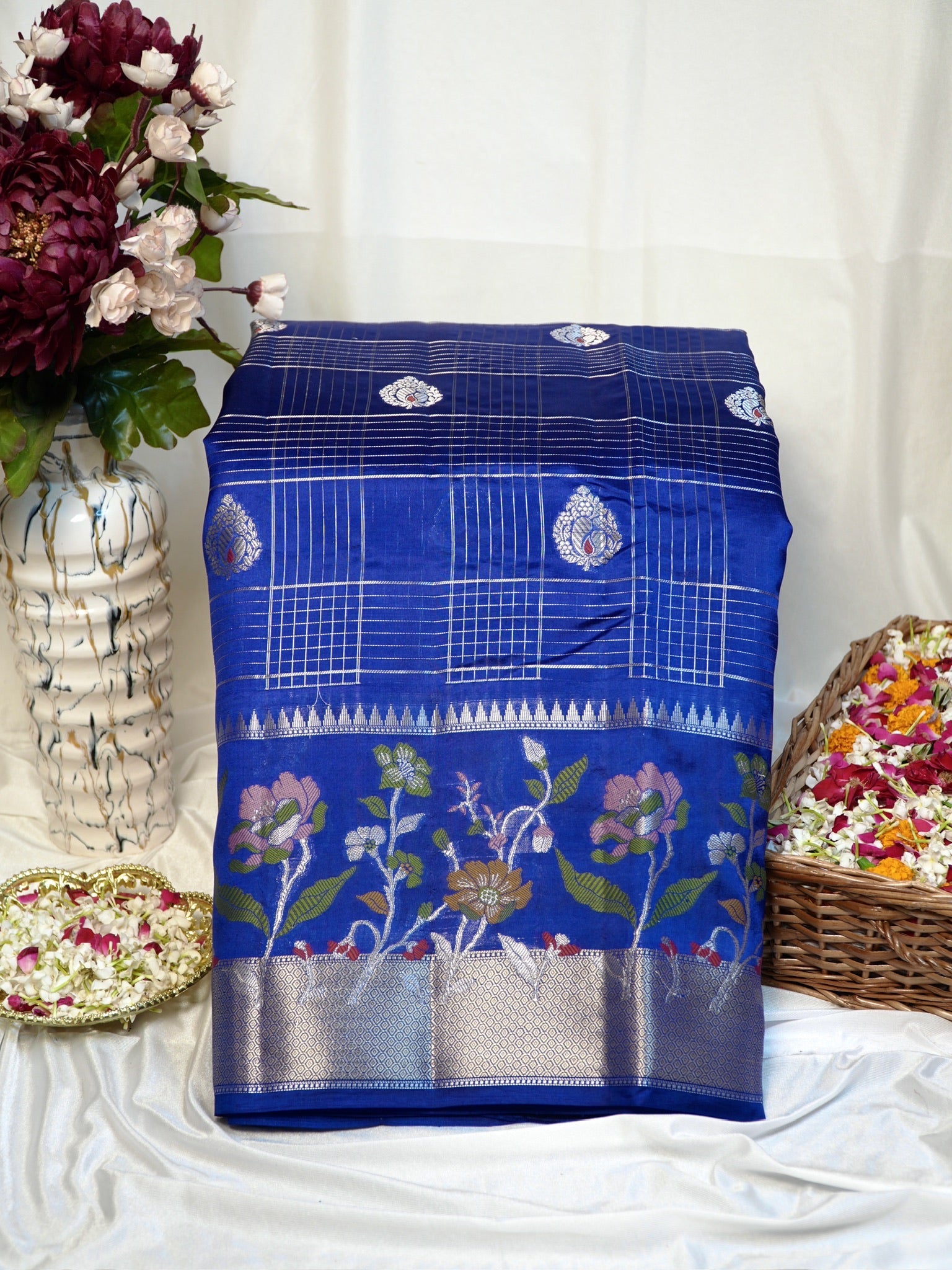 Royal Blue 100% Pure Soft Katan Silk Saree