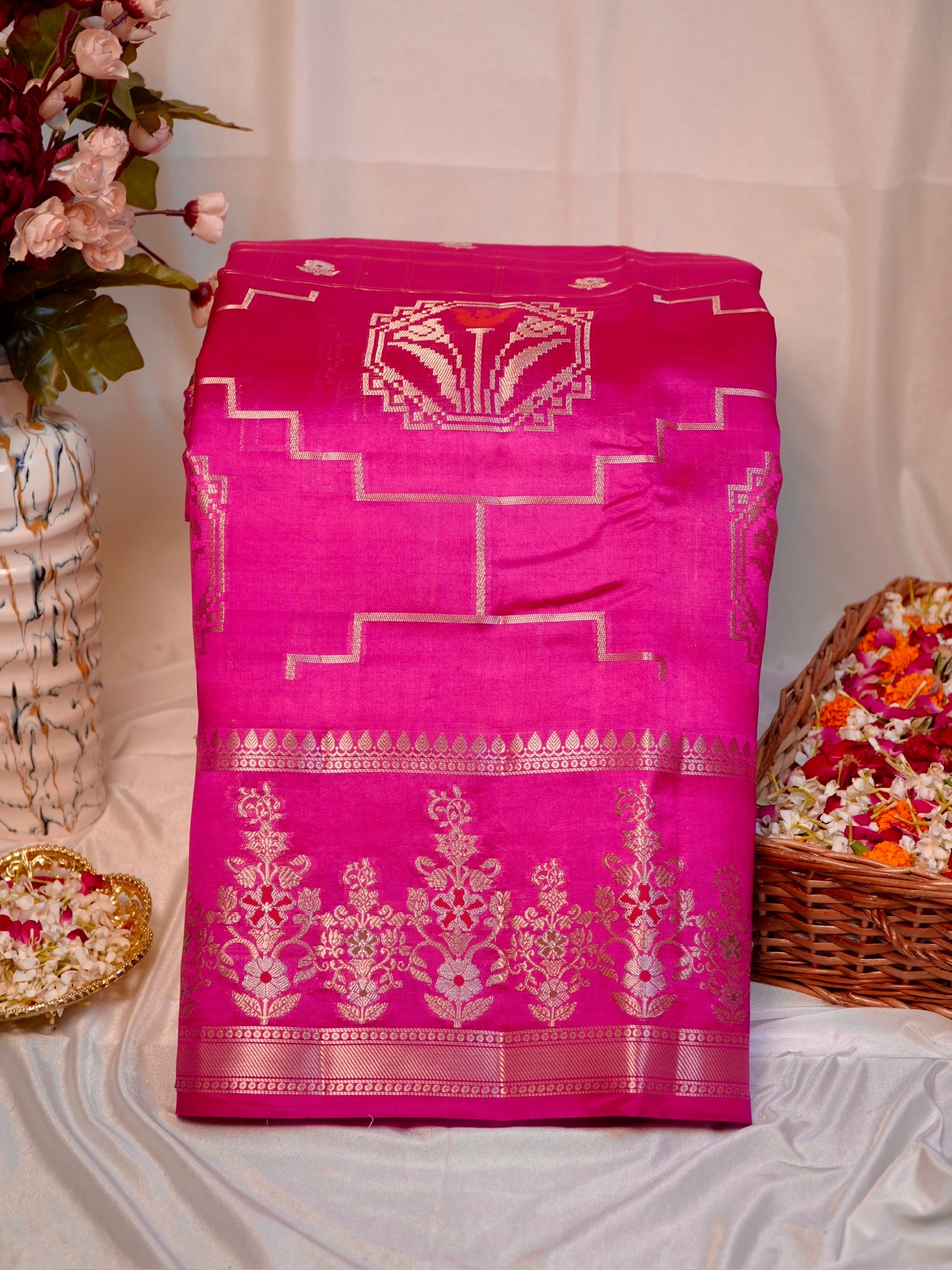 Rani Pink 100% Pure Soft Katan Silk Saree