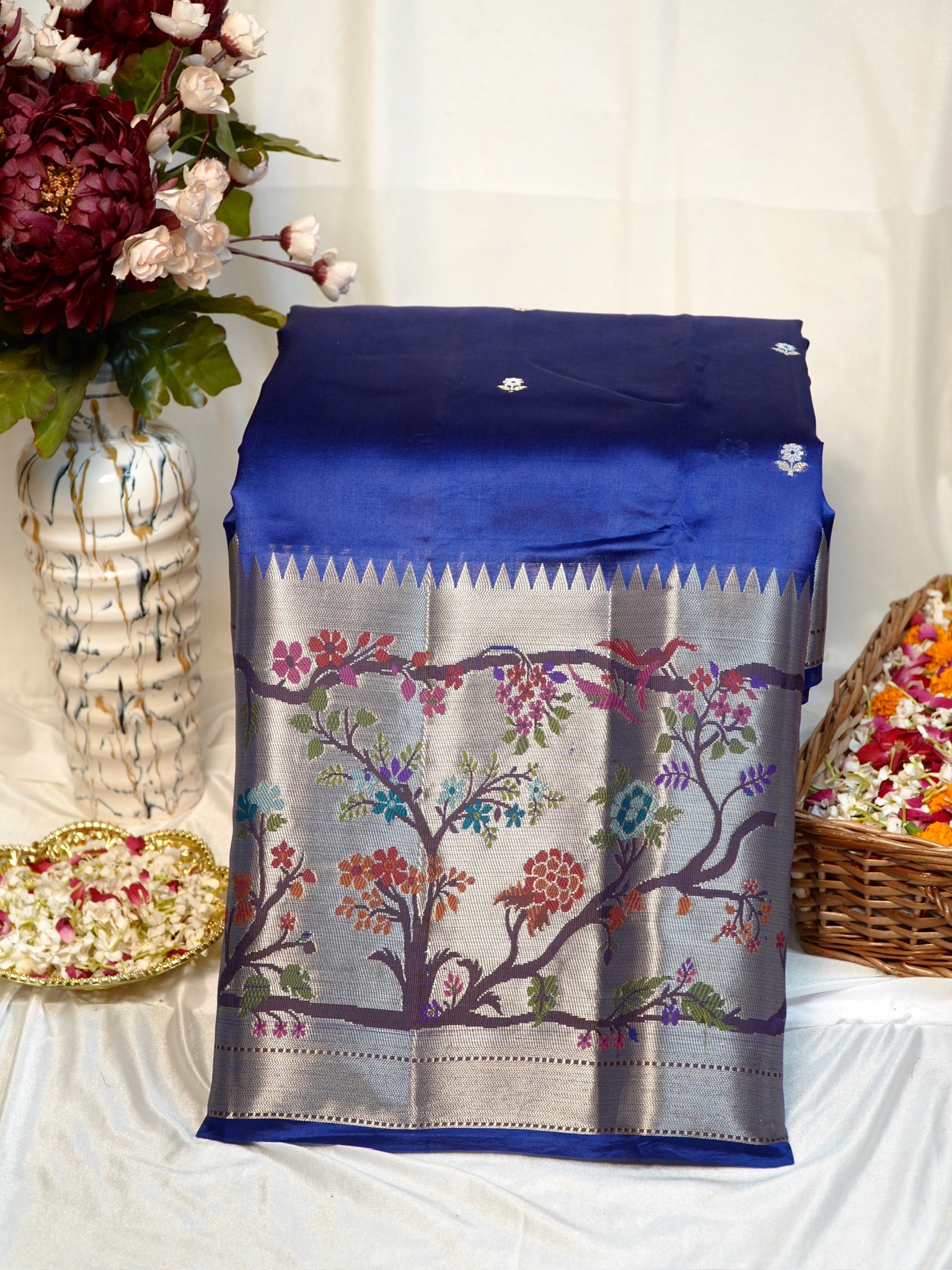Royal Blue 100% Pure Soft Katan Silk Saree