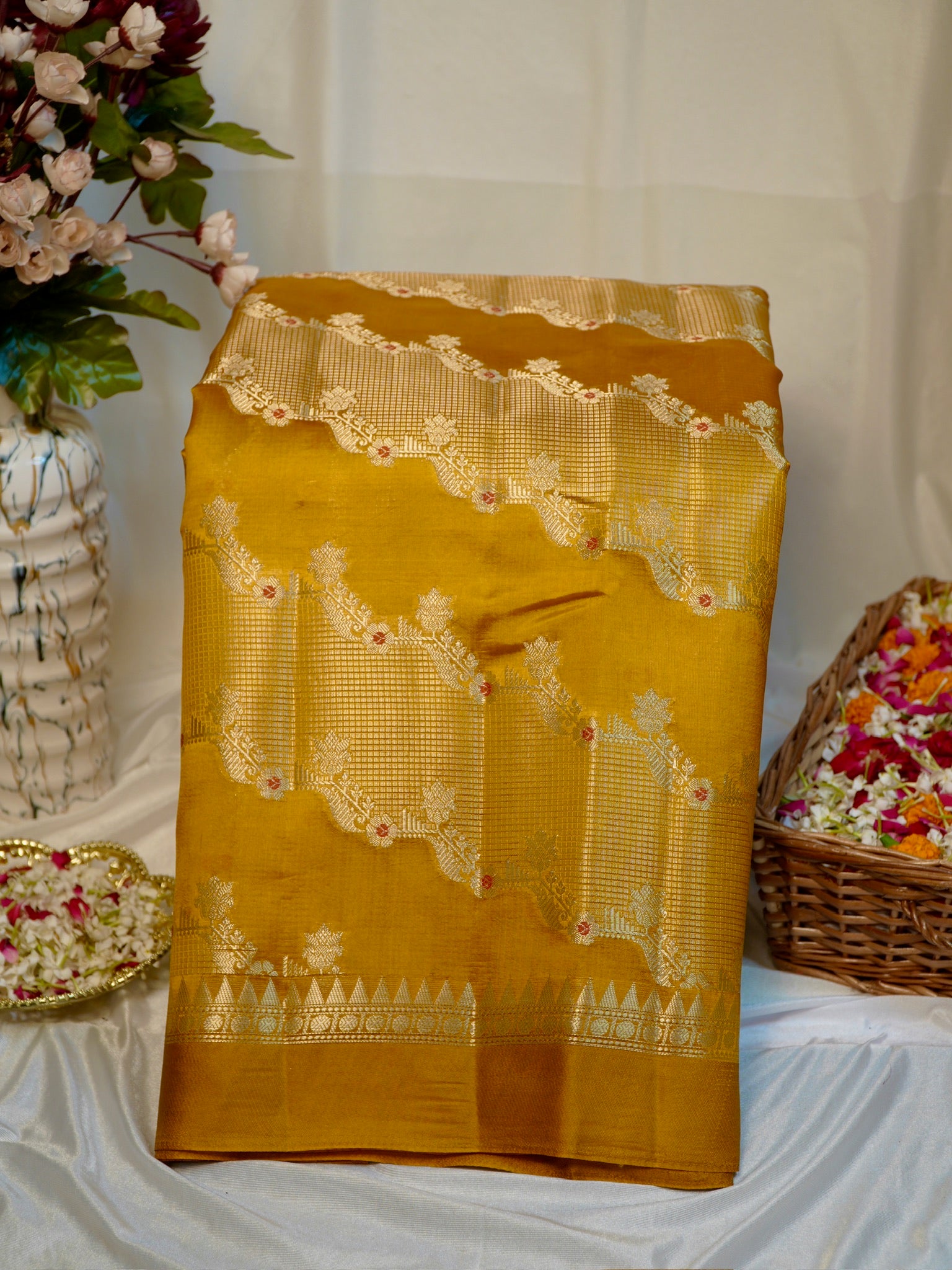 Yellow 100% Pure Soft Katan Silk Saree