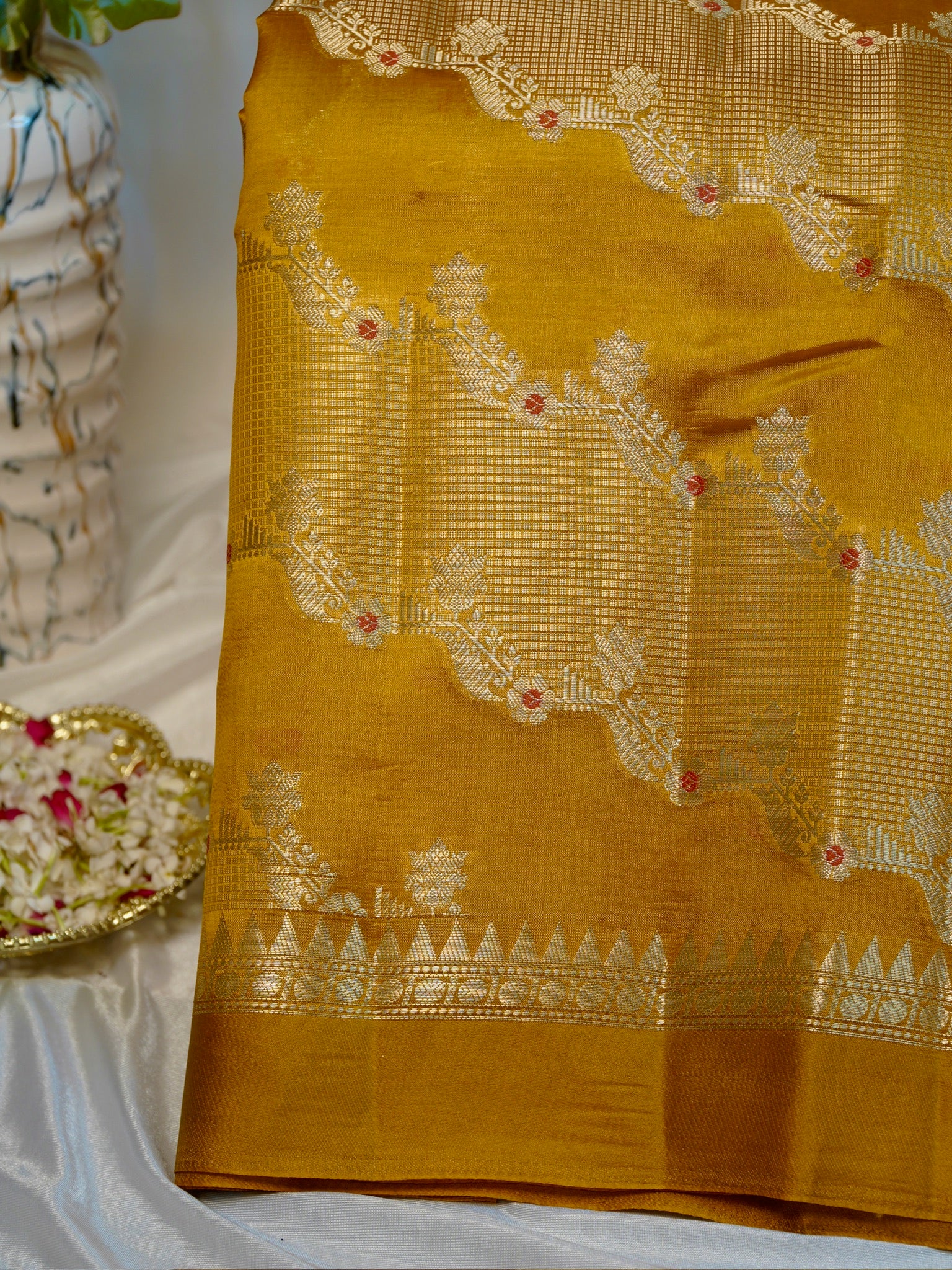 Yellow 100% Pure Soft Katan Silk Saree