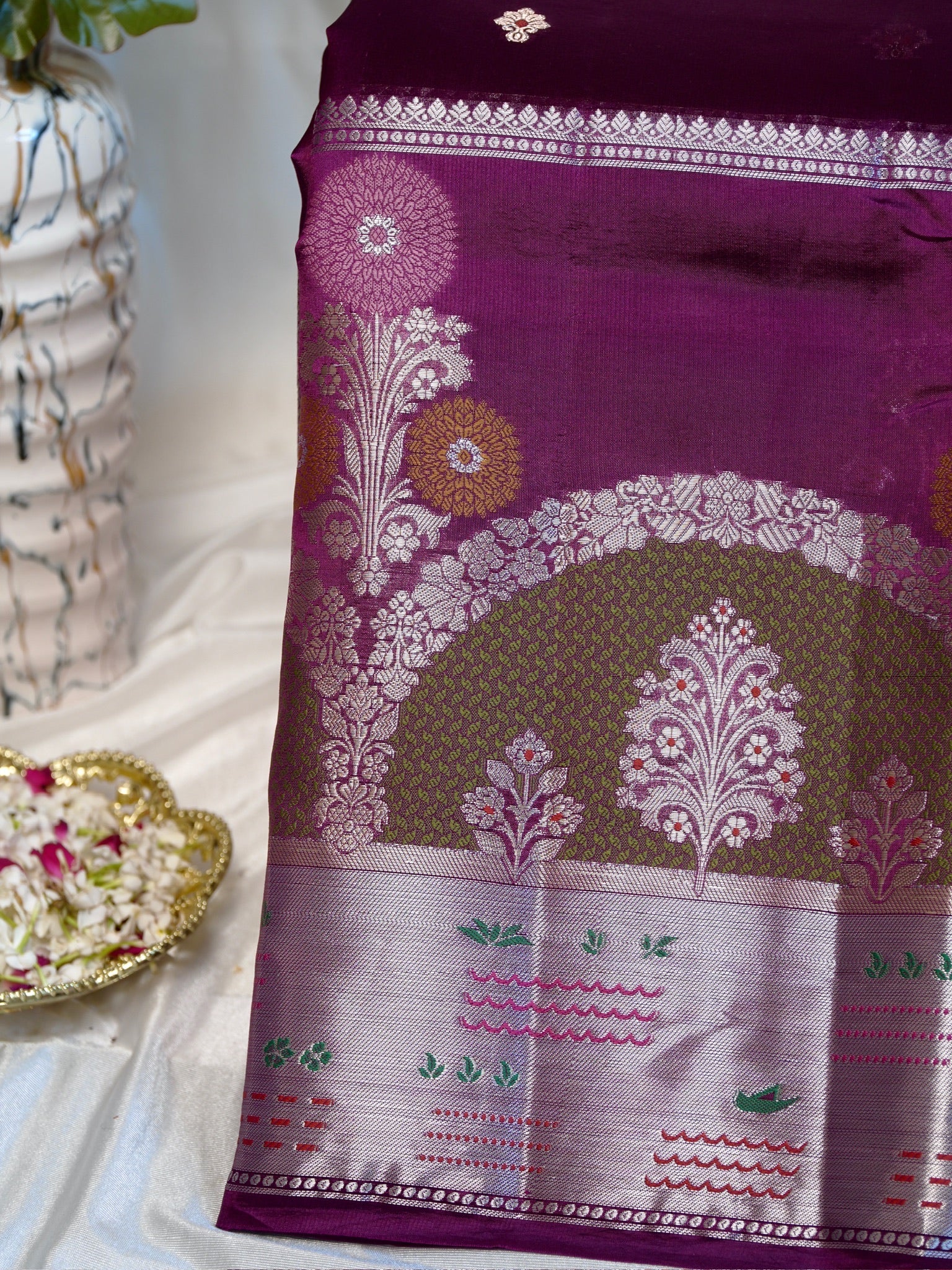 Magenta 100% Pure Soft Katan Silk Saree