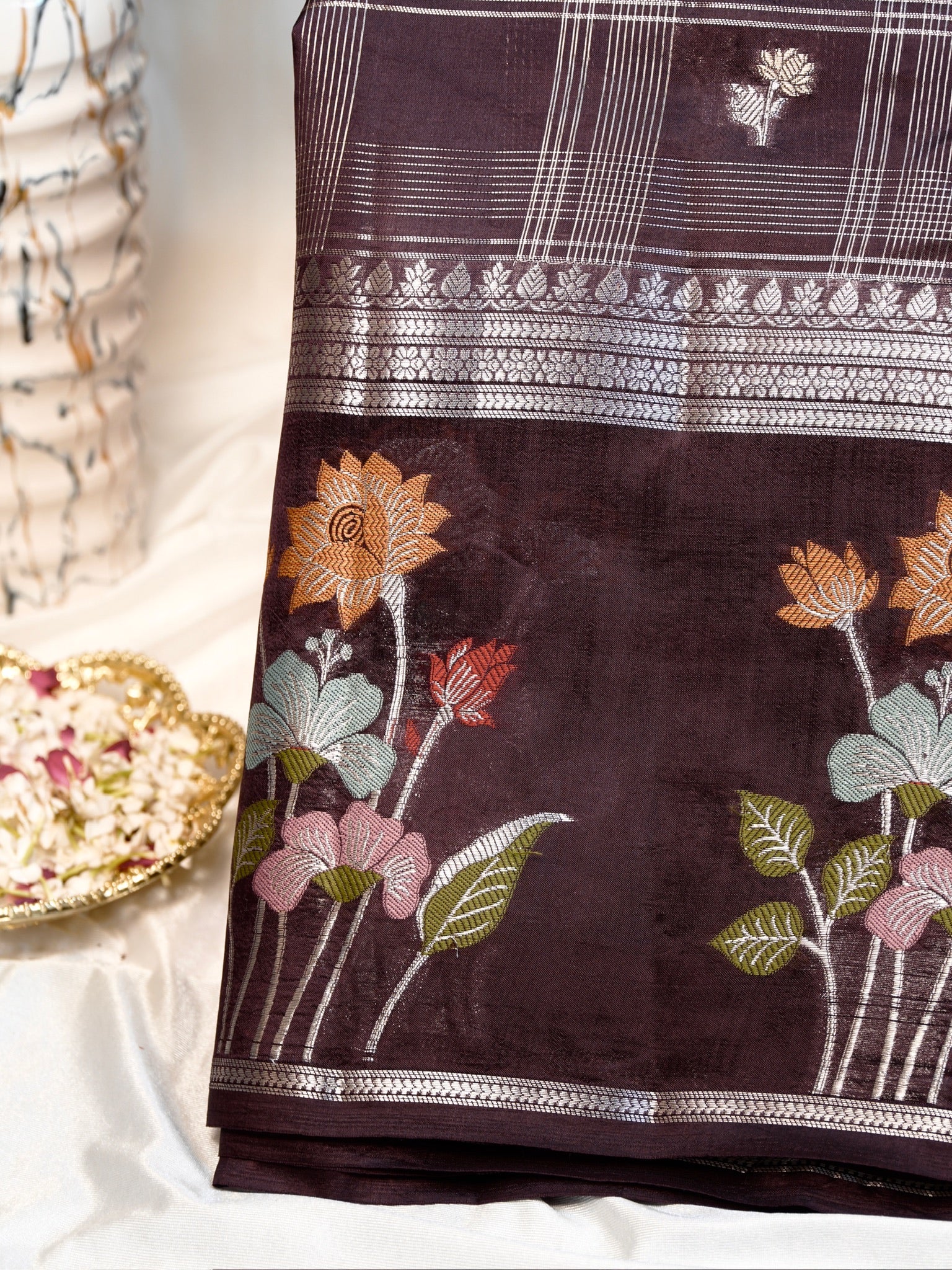 Wine 100% Pure Soft Katan Silk Saree