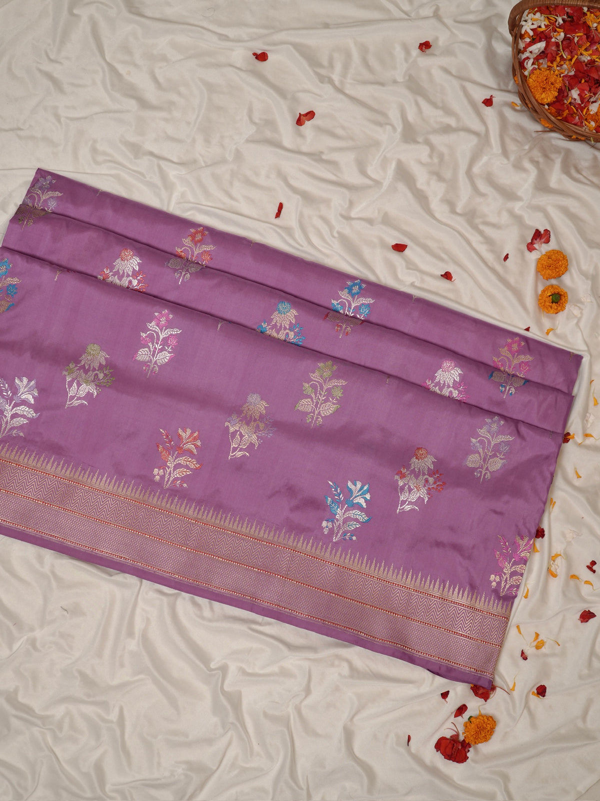Mauve Pure Katan Silk Border Banarasi handwoven Saree