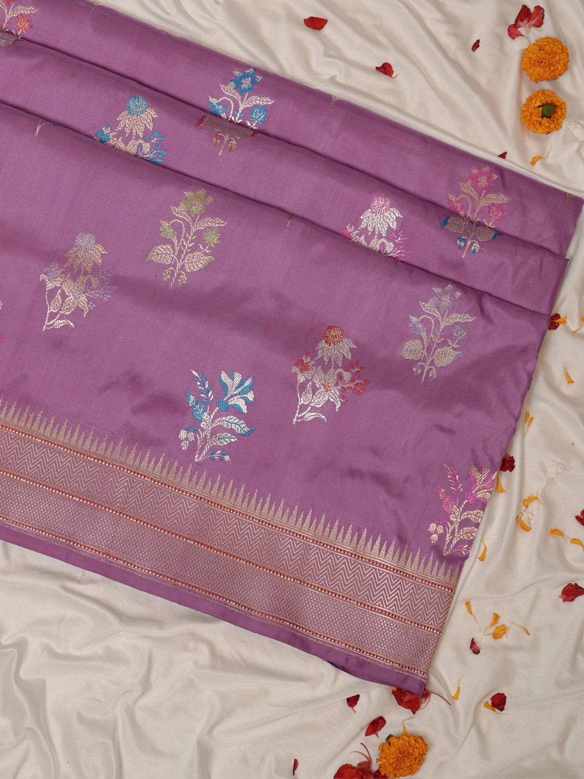 Mauve Pure Katan Silk Border Banarasi handwoven Saree