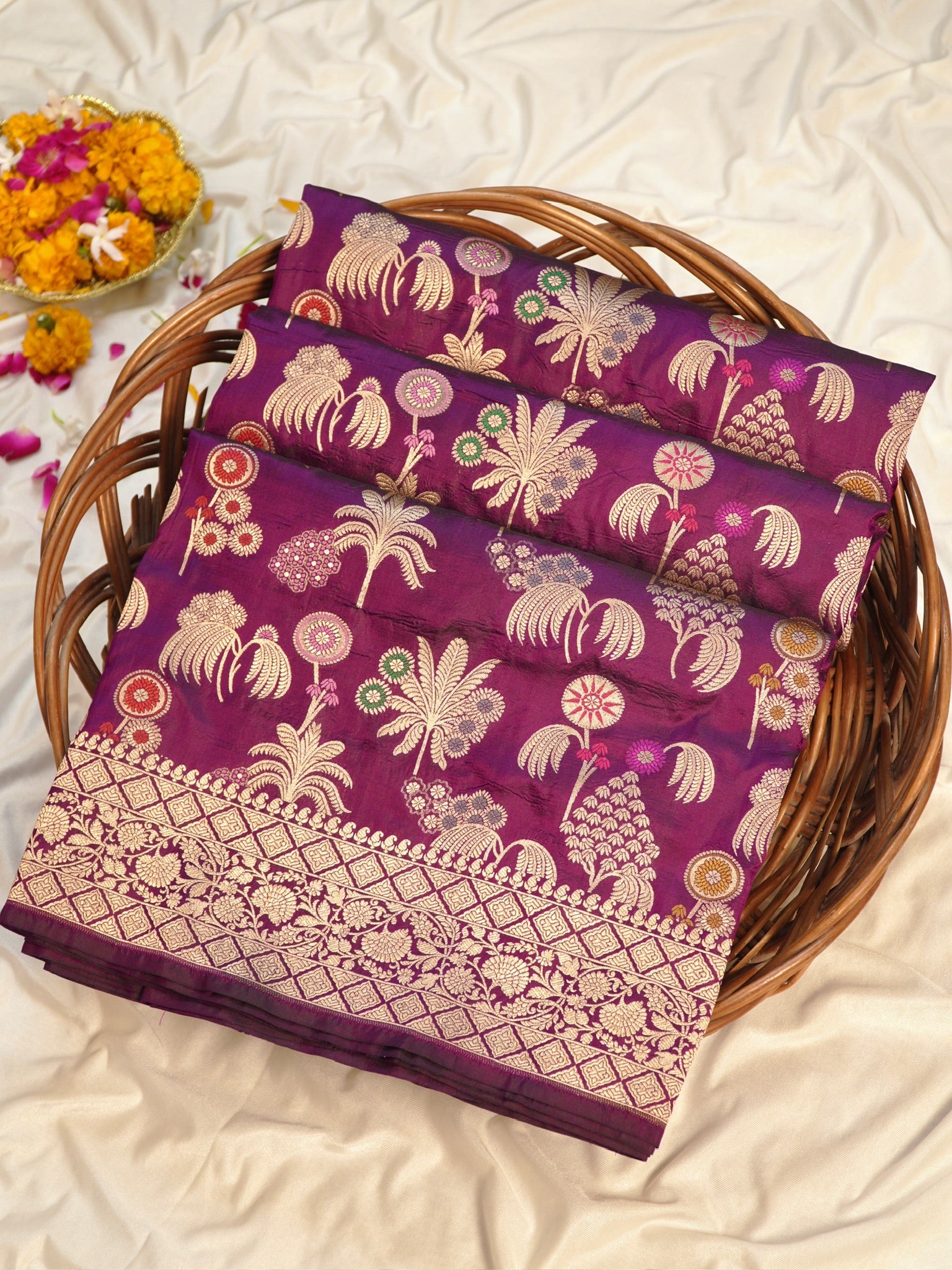 Magenta Pure Katan Silk Saree |Minakaari Pattu Style