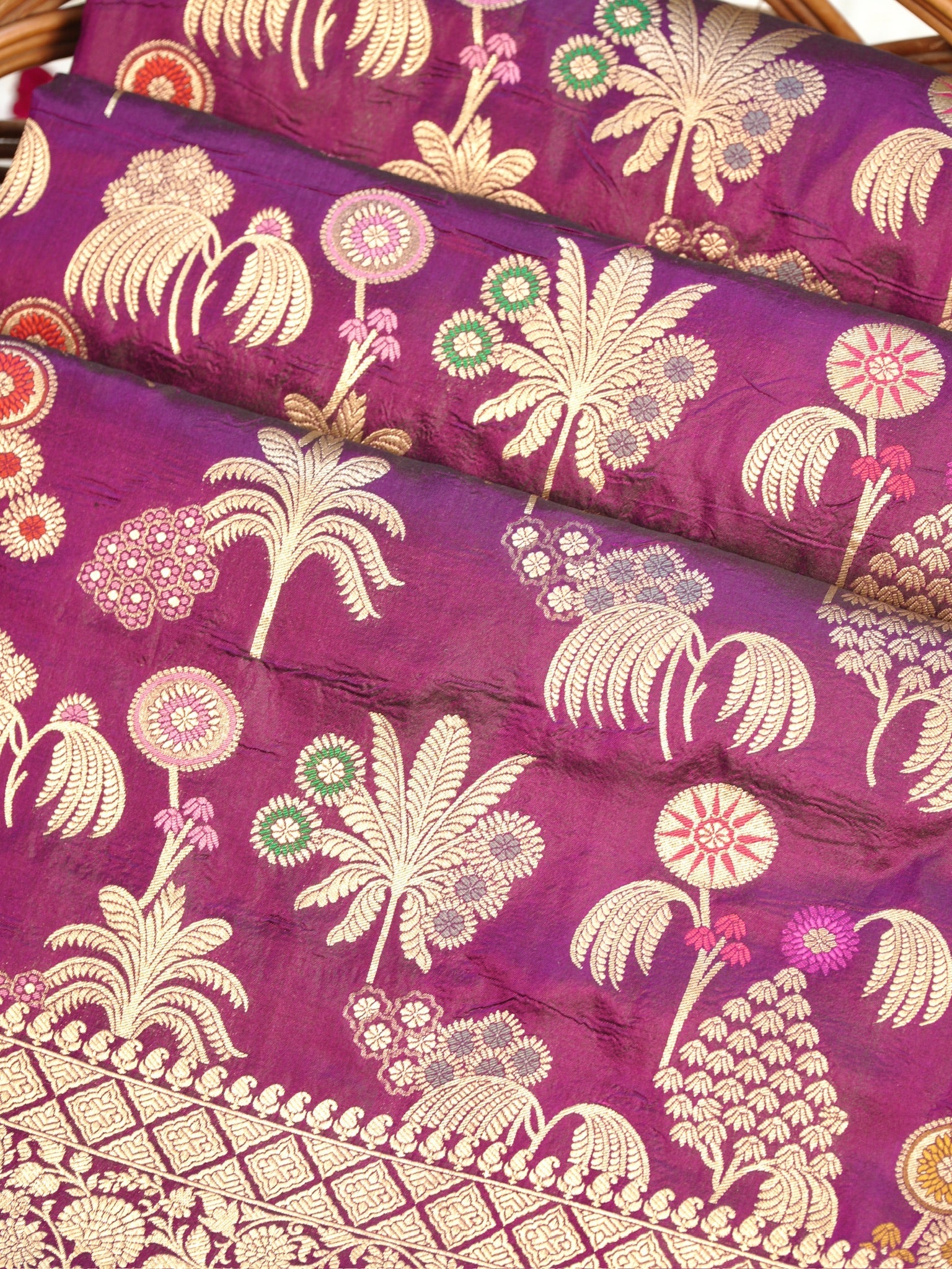 Magenta Pure Katan Silk Saree |Minakaari Pattu Style