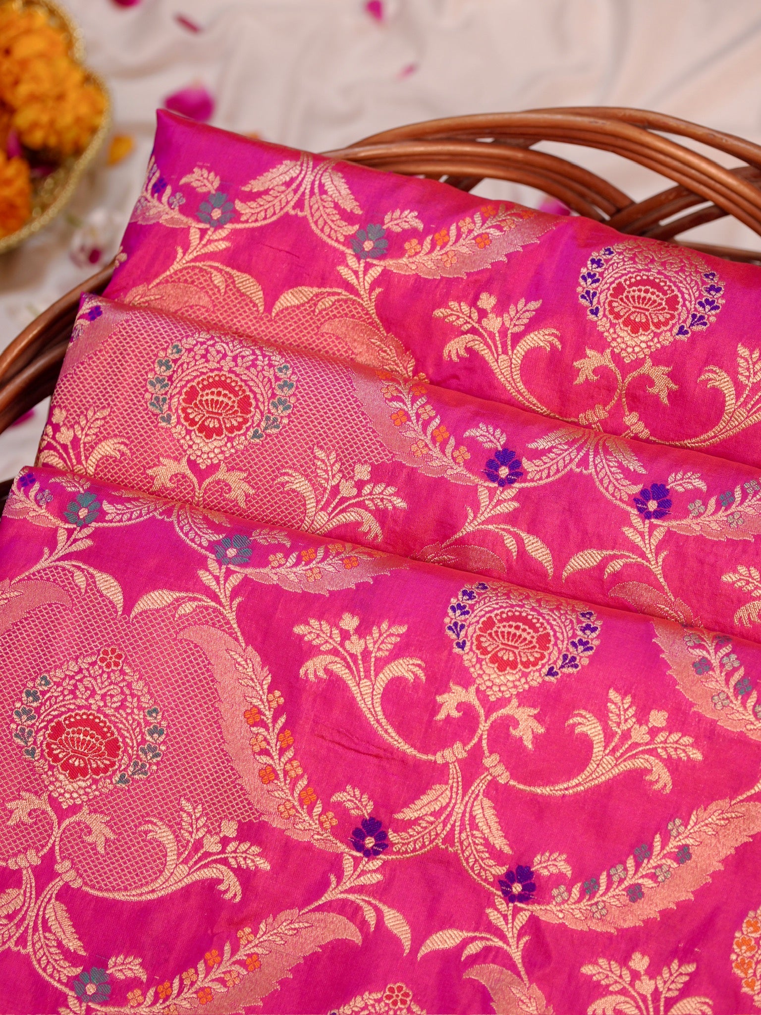 Pink Pure Katan Silk Saree |Minakaari Pattu Style