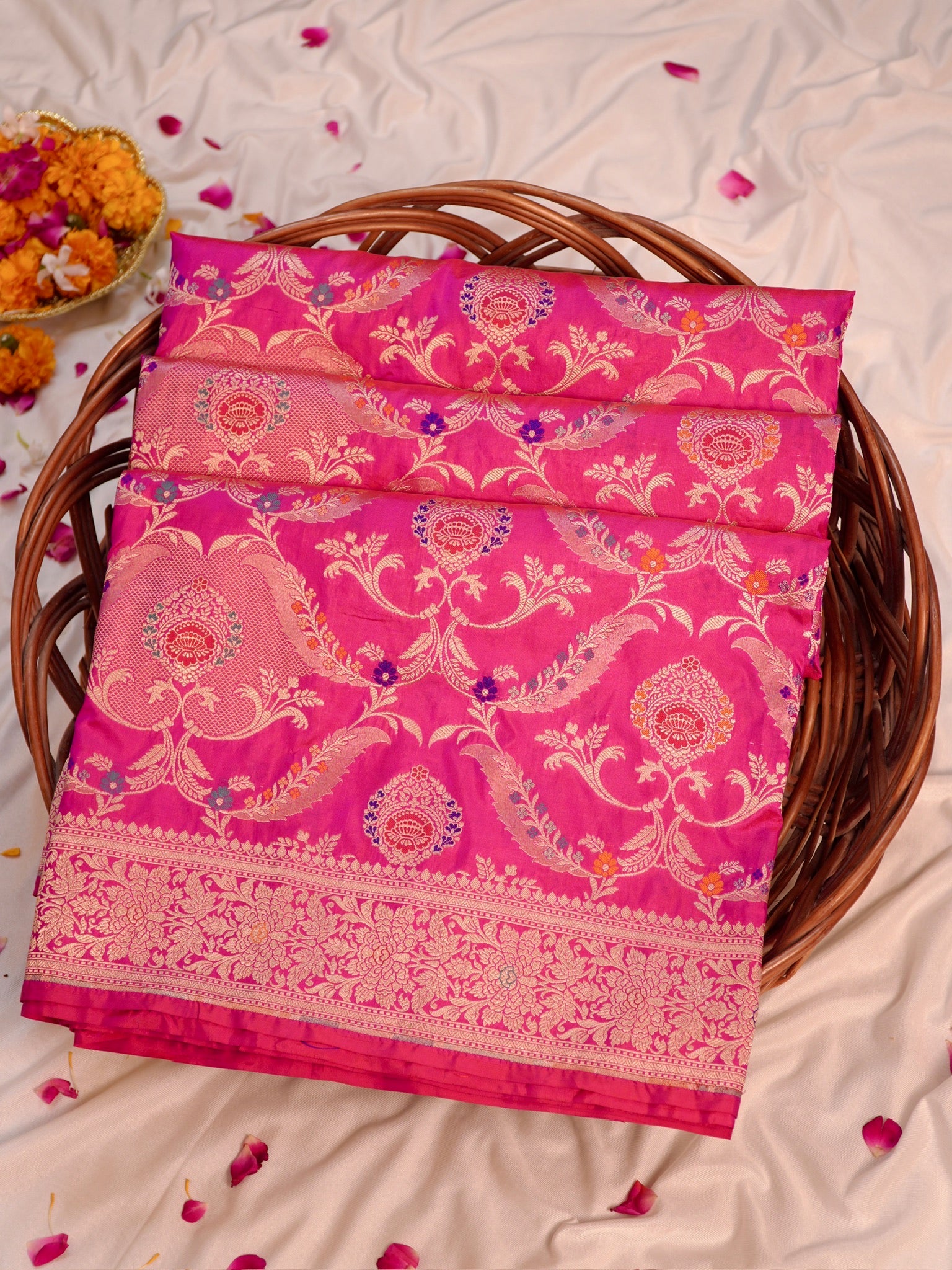 Pink Pure Katan Silk Saree |Minakaari Pattu Style