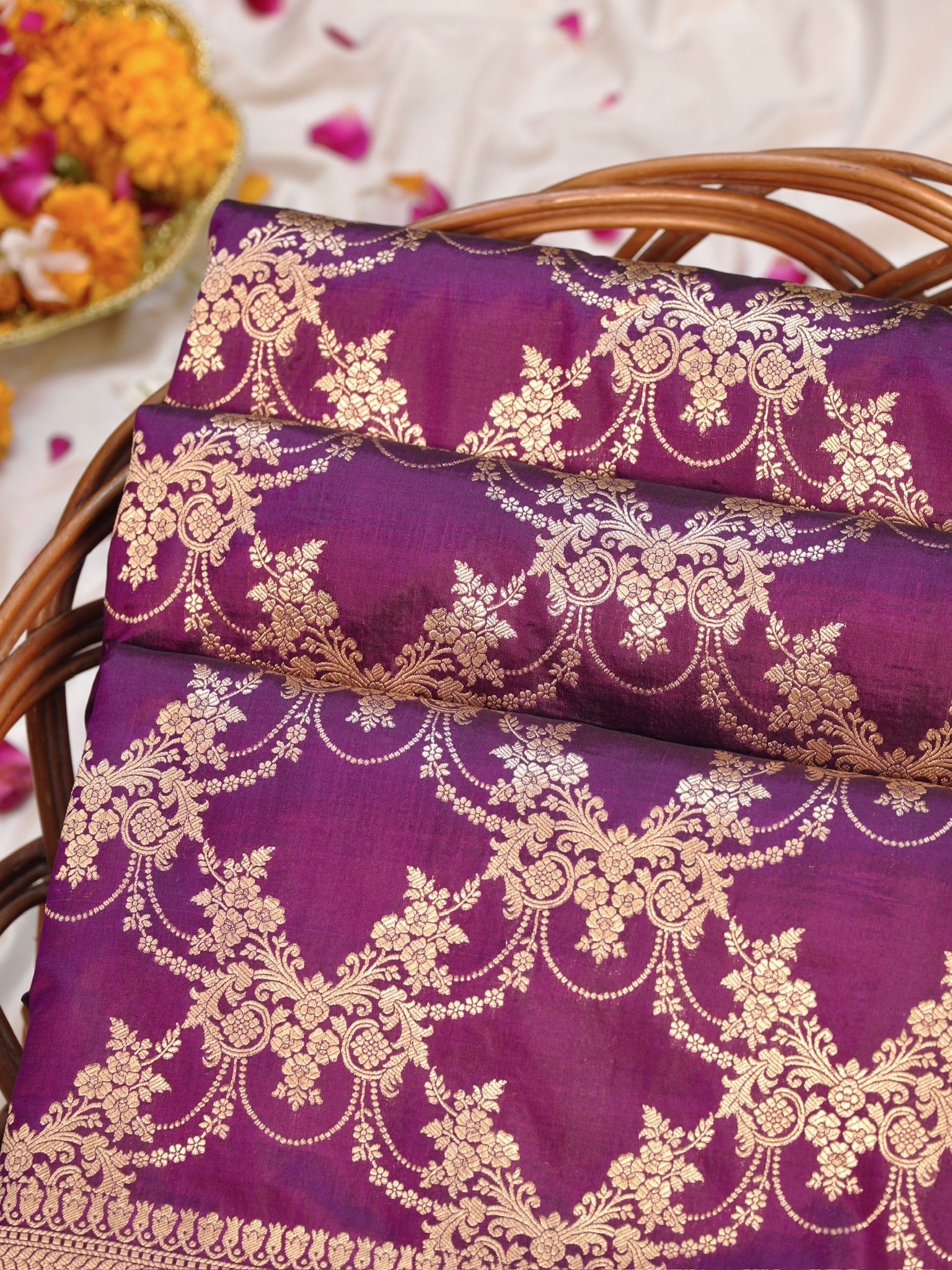 Wine Pure Katan Silk Saree |Pattu Style