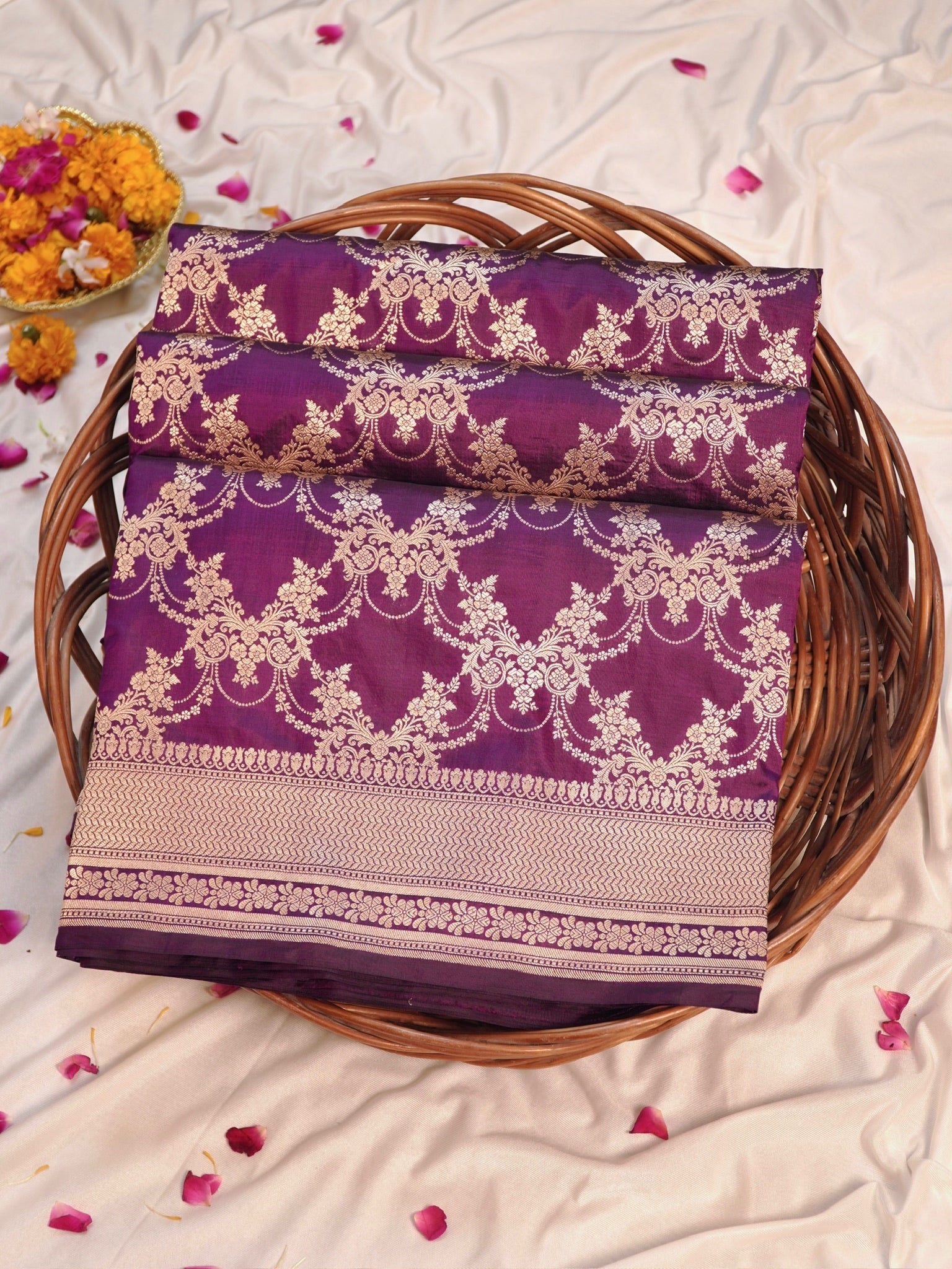 Wine Pure Katan Silk Saree |Pattu Style
