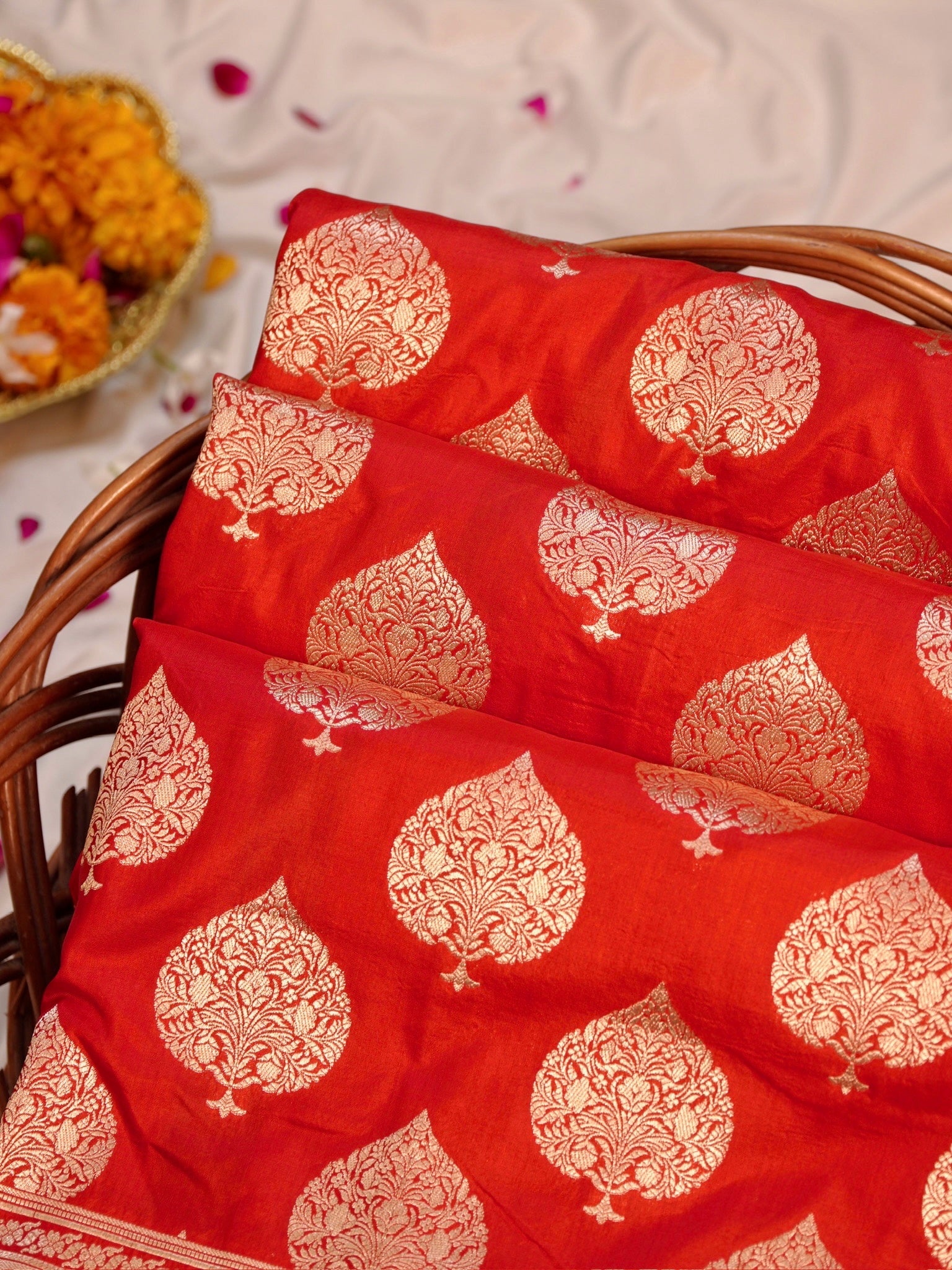 Red Pure Katan Silk Saree |Sona Rupa Pattu Style