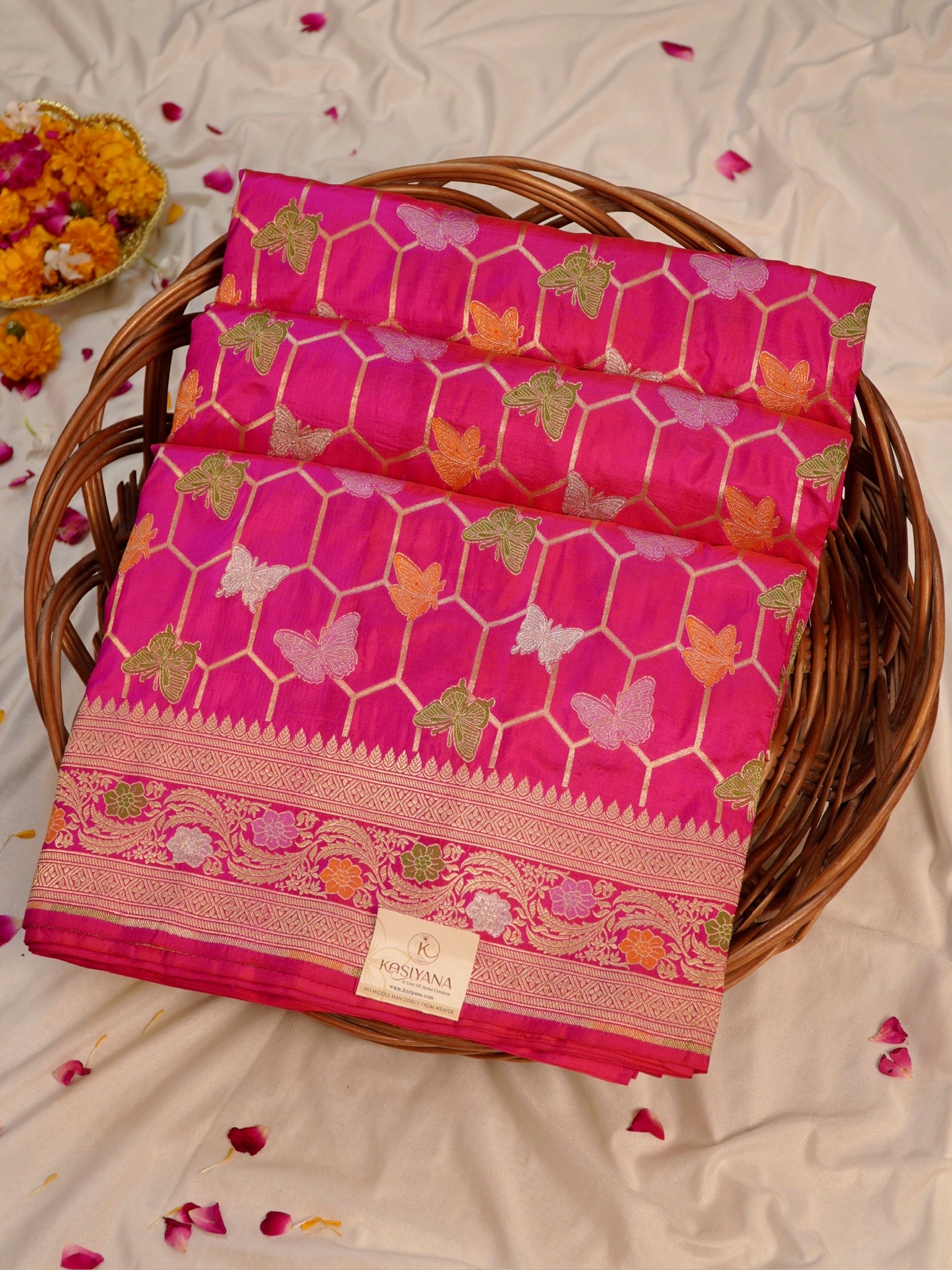 Pink Pure Katan Silk Saree |Minakaari Pattu Style