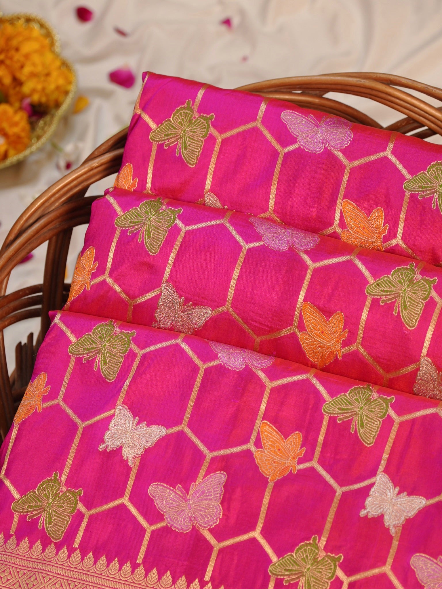 Pink Pure Katan Silk Saree |Minakaari Pattu Style