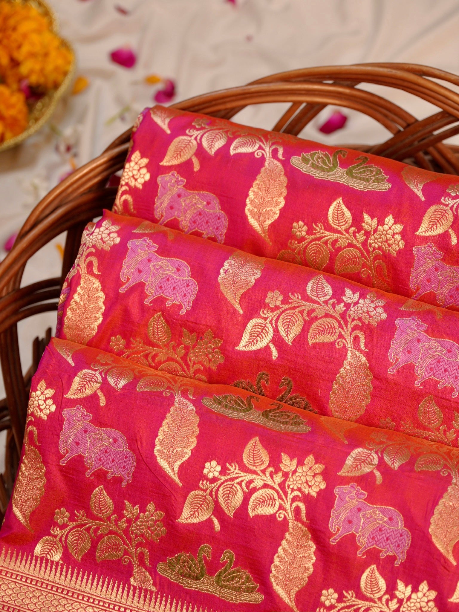 Pink Pure Katan Silk Saree |Minakaari Pattu Style
