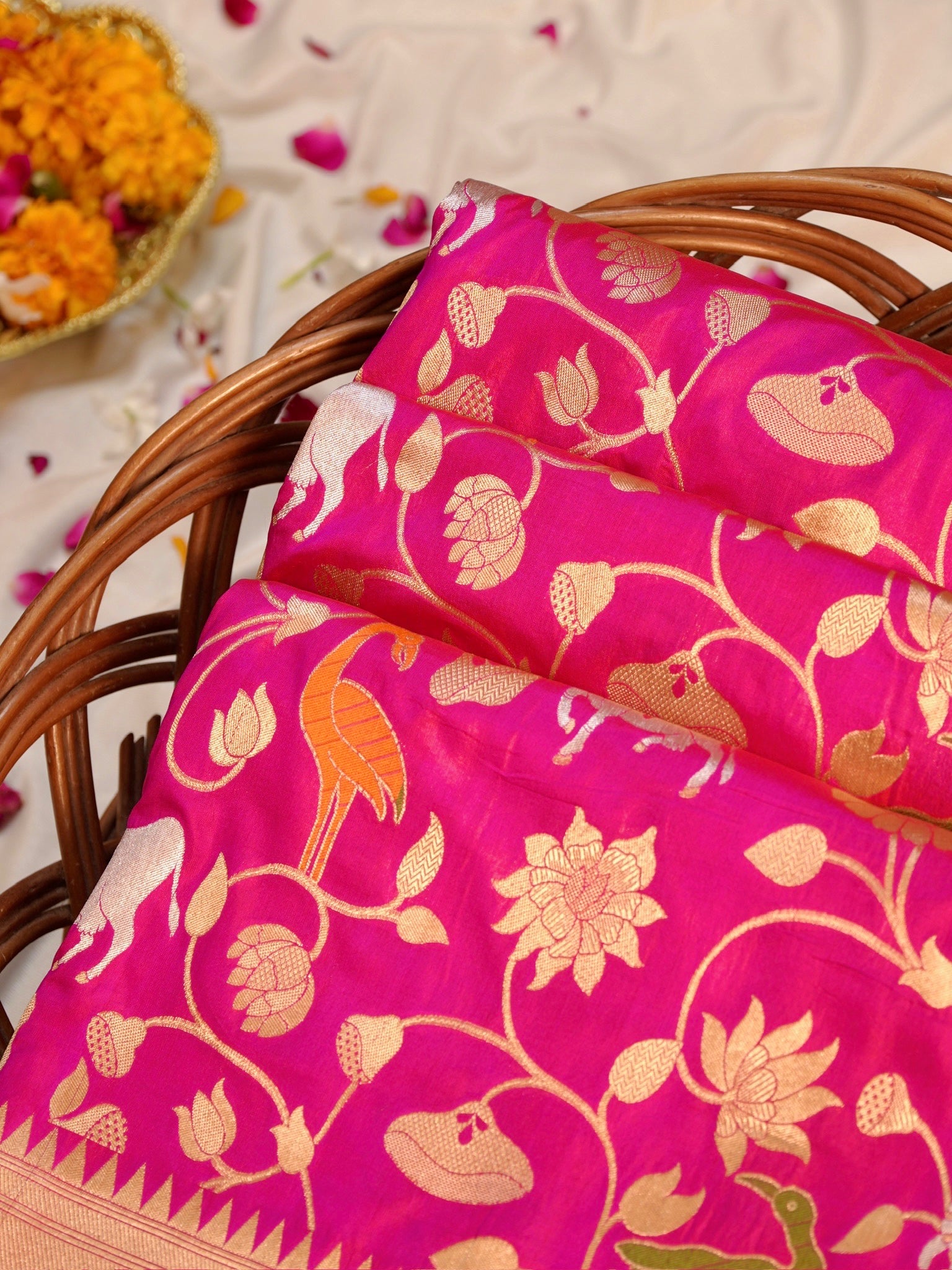 Pink Pure Katan Silk Saree |Minakaari Pattu Style