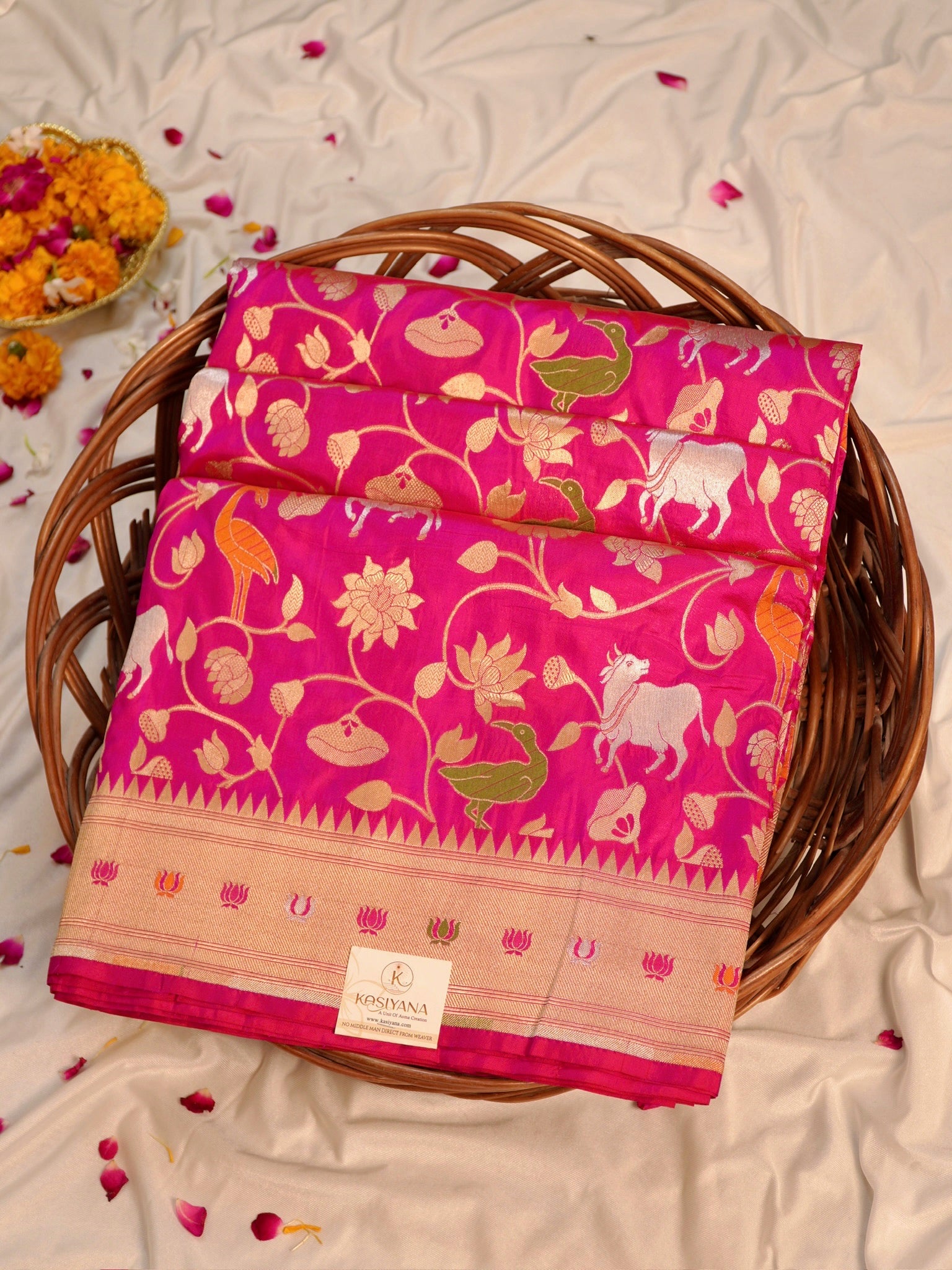 Pink Pure Katan Silk Saree |Minakaari Pattu Style