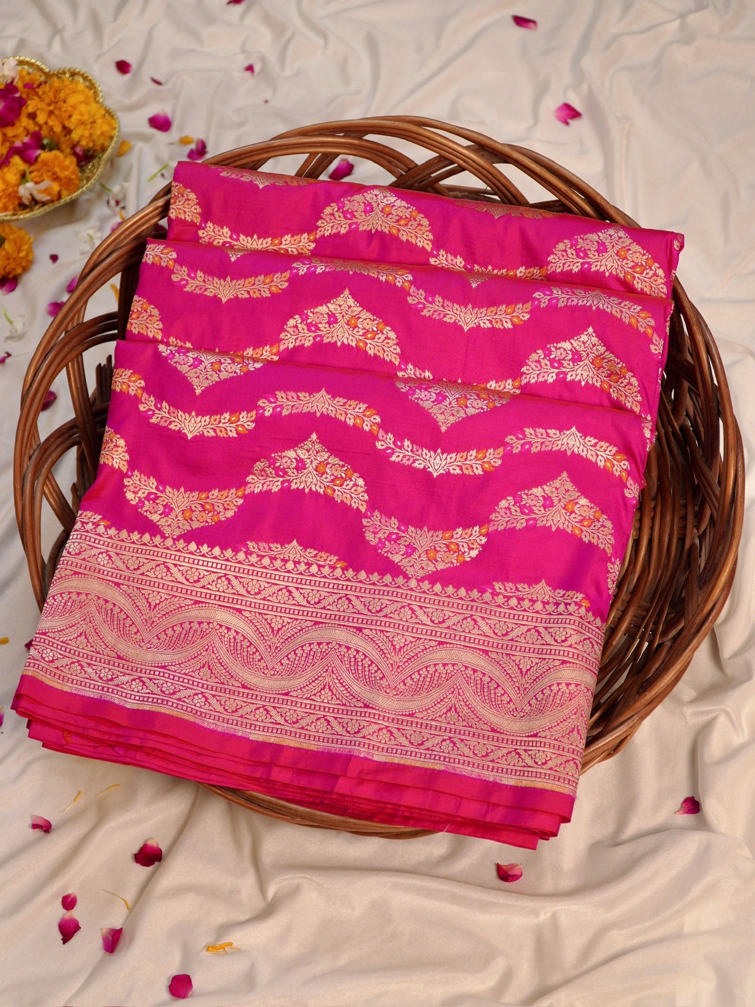 Pink Pure Katan Silk Saree |Minakaari Pattu Style