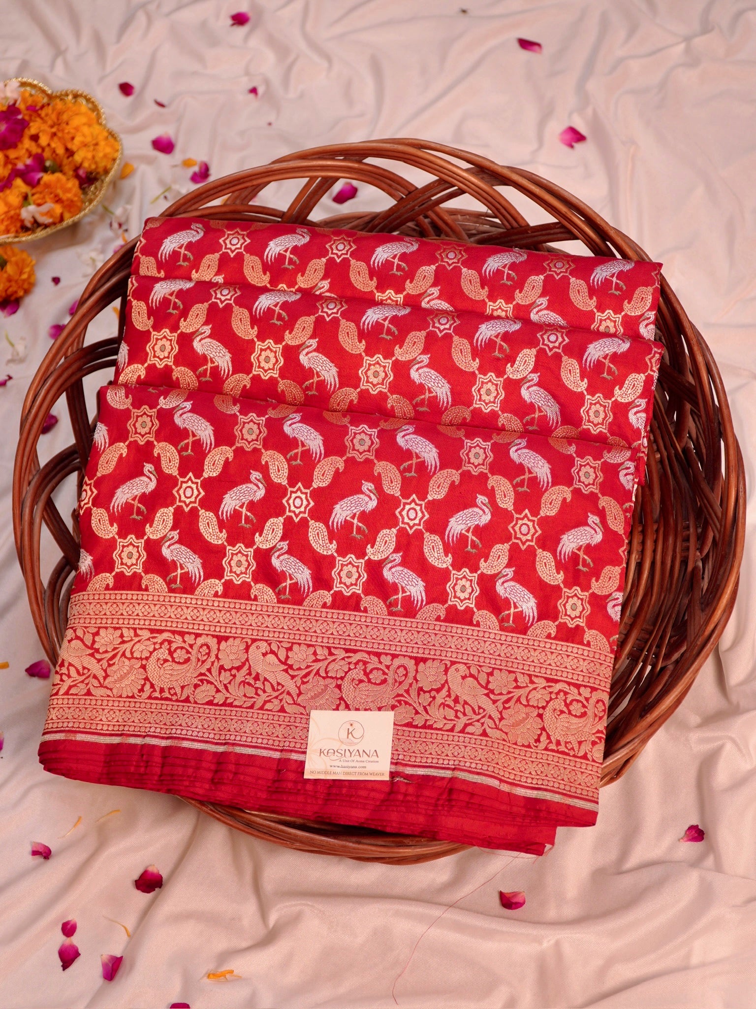 Red Pure Katan Silk Saree |Sona Rupa Pattu Style