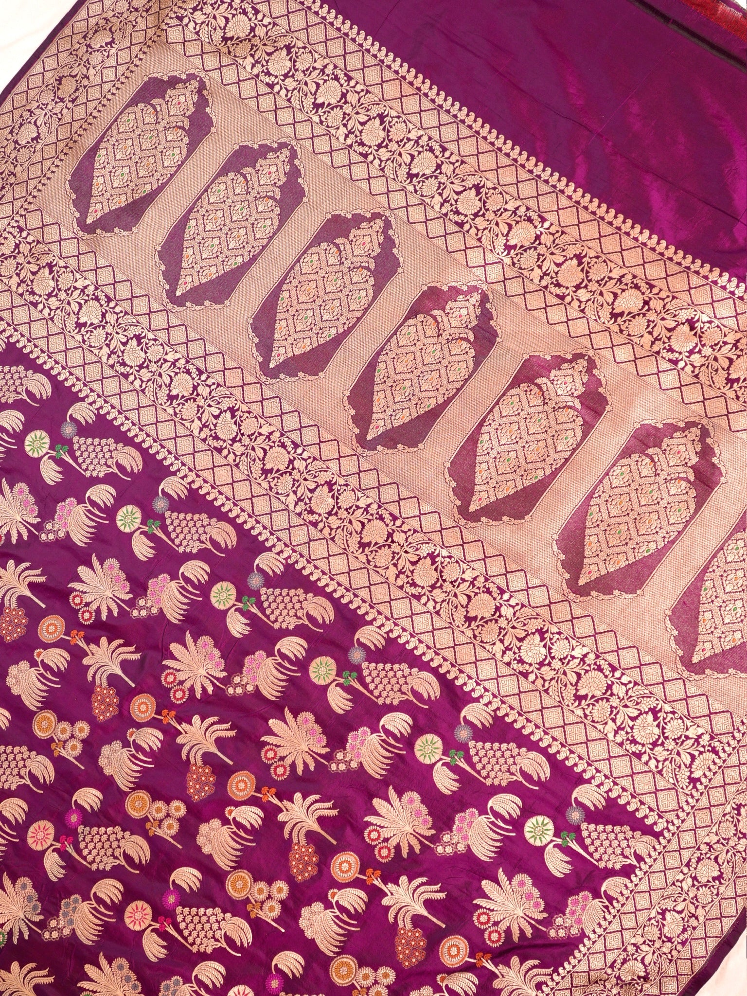 Magenta Pure Katan Silk Saree |Minakaari Pattu Style