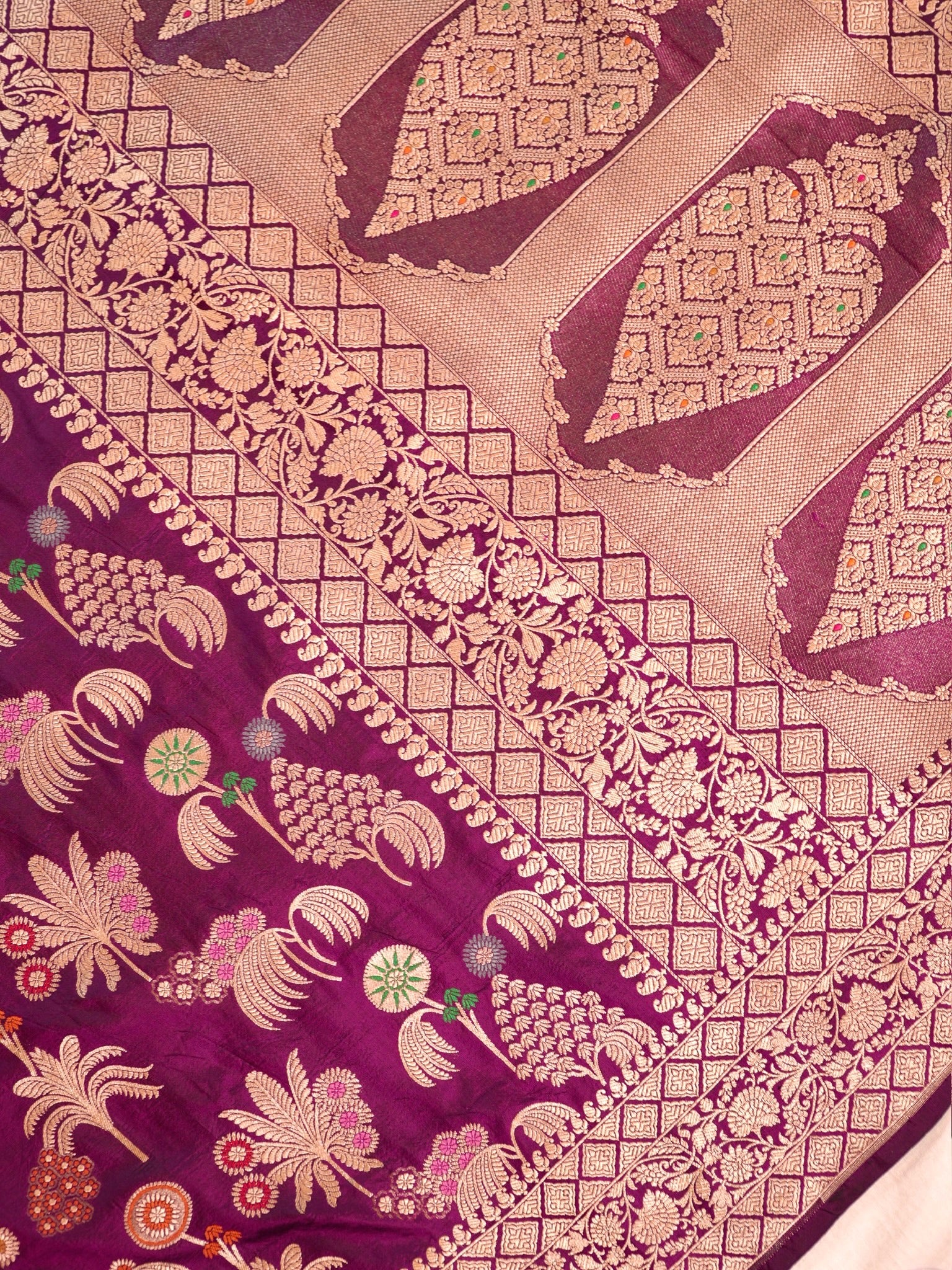 Magenta Pure Katan Silk Saree |Minakaari Pattu Style