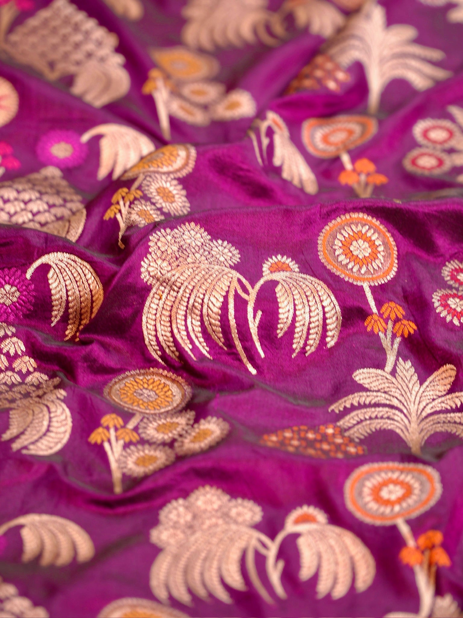 Magenta Pure Katan Silk Saree |Minakaari Pattu Style