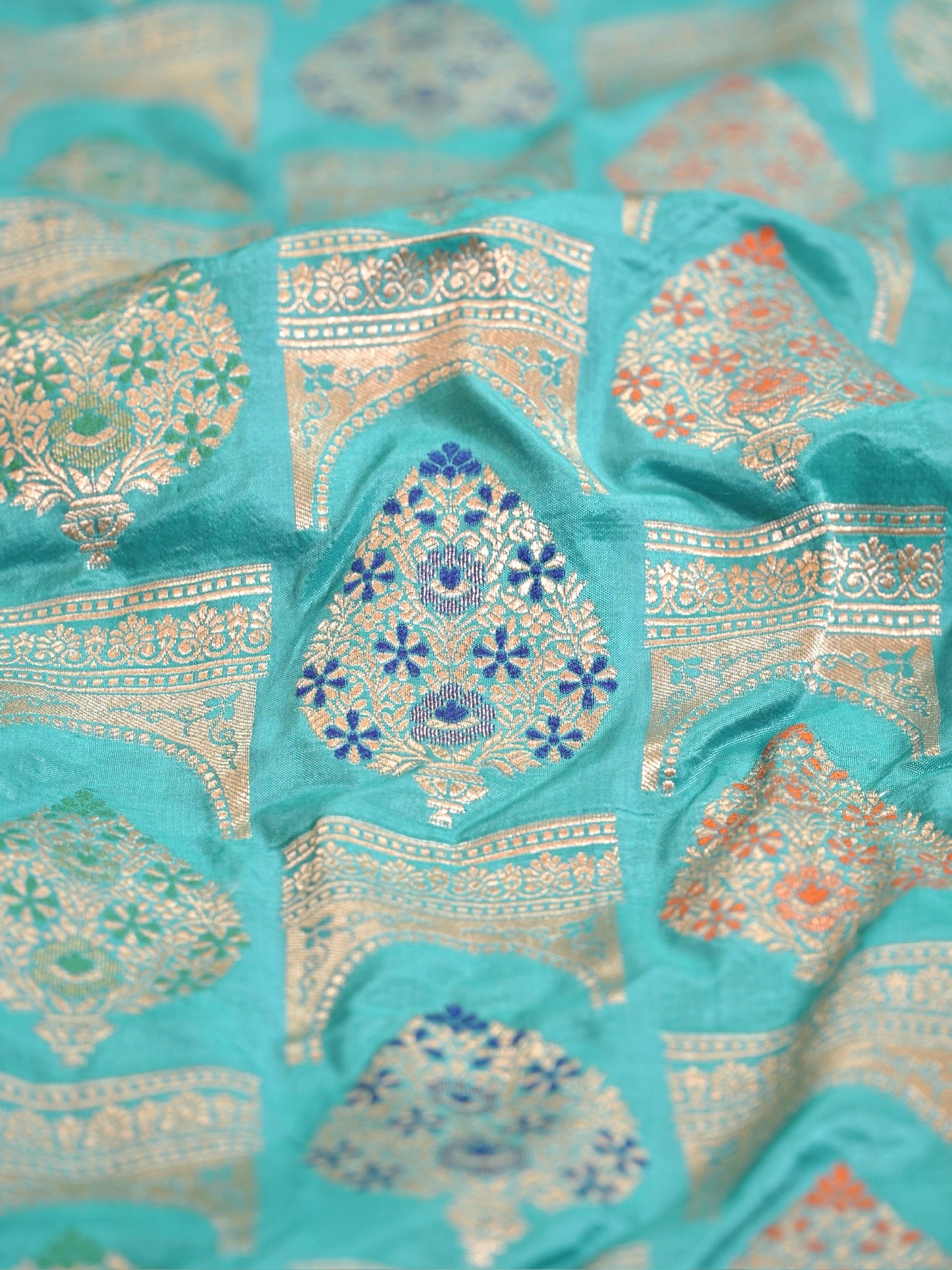 Sea Blue Pure Katan Silk Saree |Minakaari Pattu Style