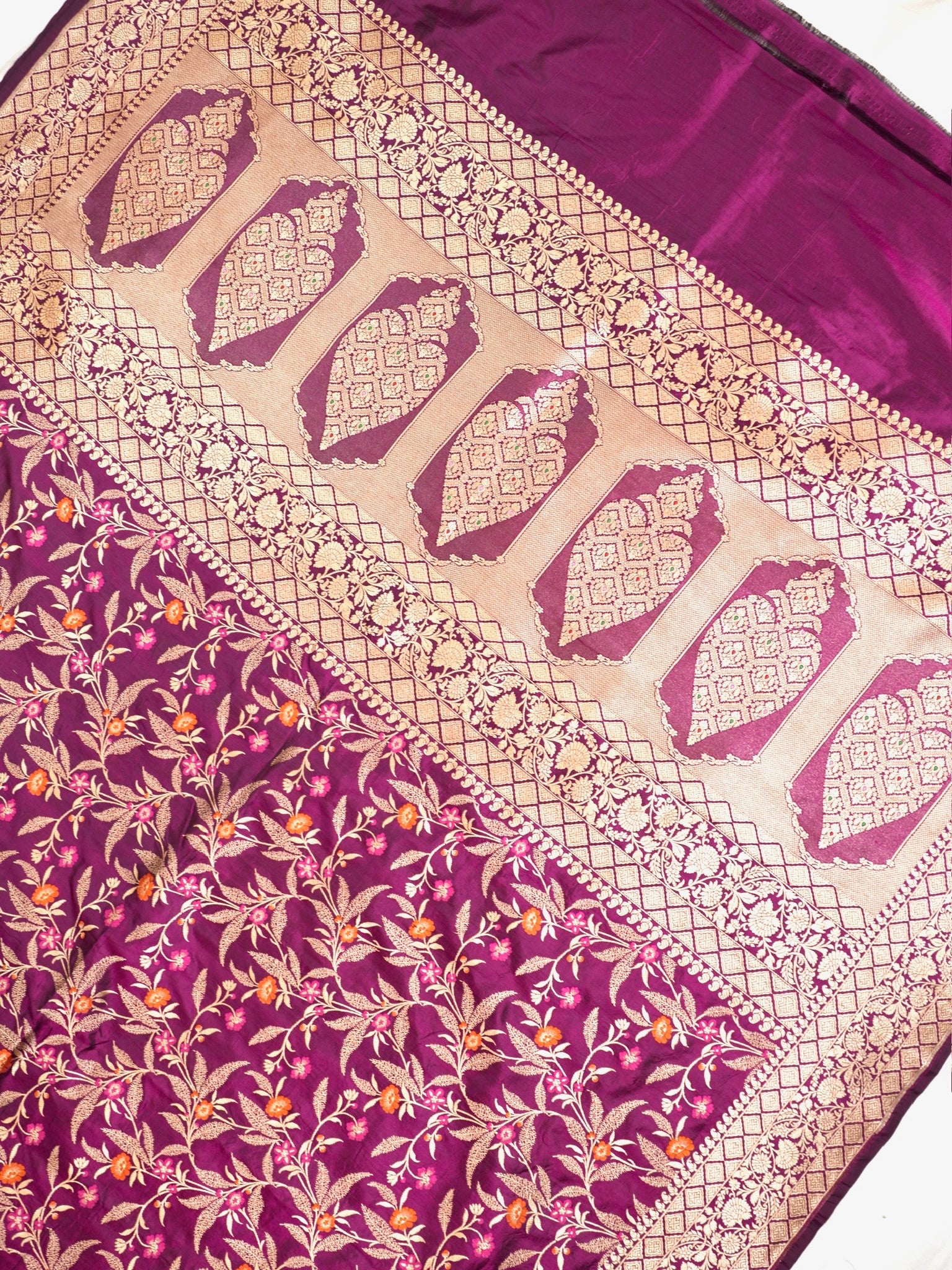 Magenta Pure Katan Silk Saree |Minakaari Pattu Style
