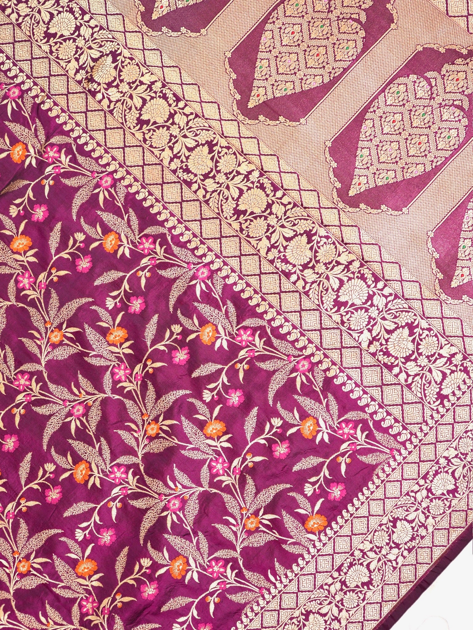 Magenta Pure Katan Silk Saree |Minakaari Pattu Style