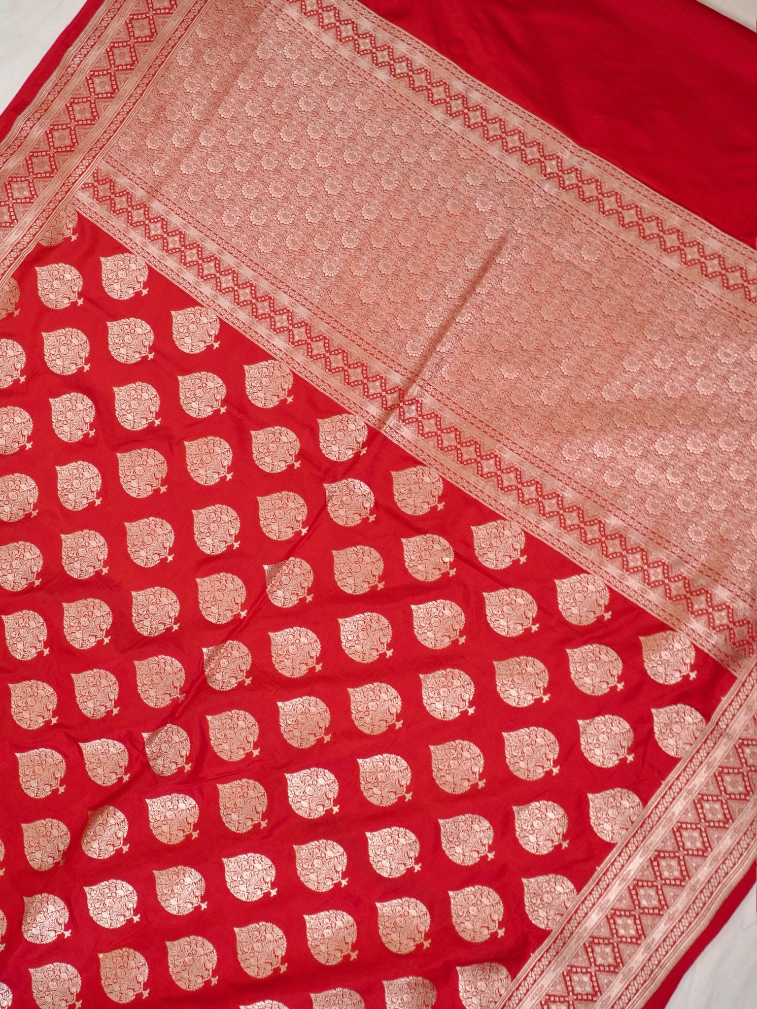 Red Pure Katan Silk Saree |Sona Rupa Pattu Style