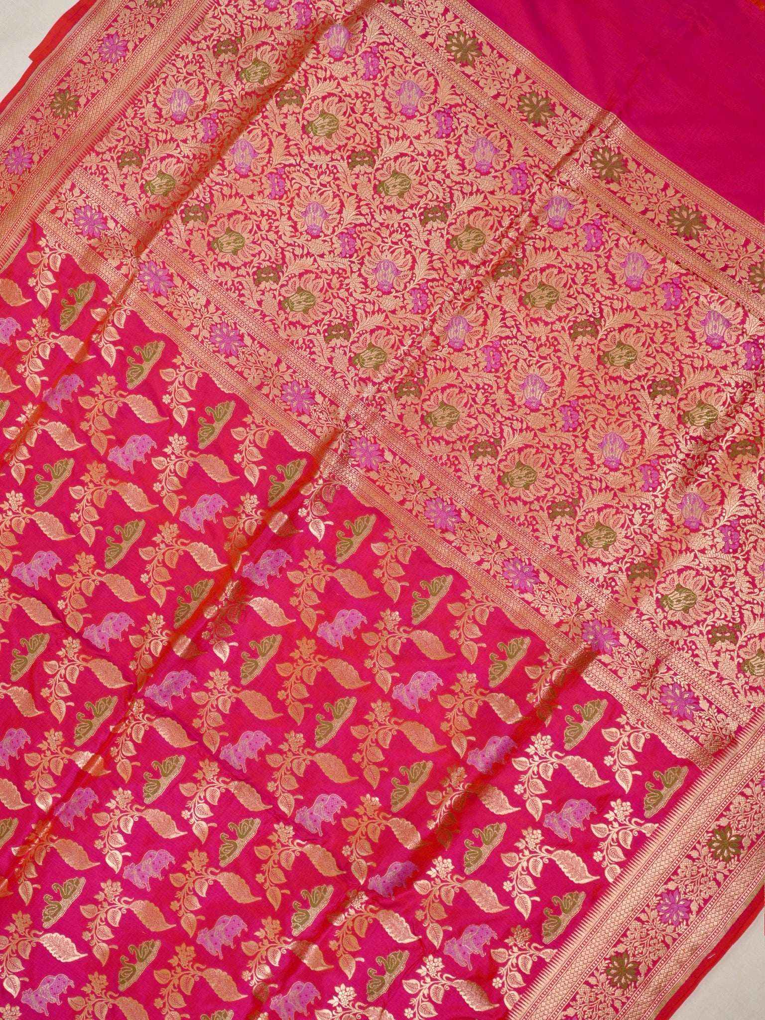 Pink Pure Katan Silk Saree |Minakaari Pattu Style