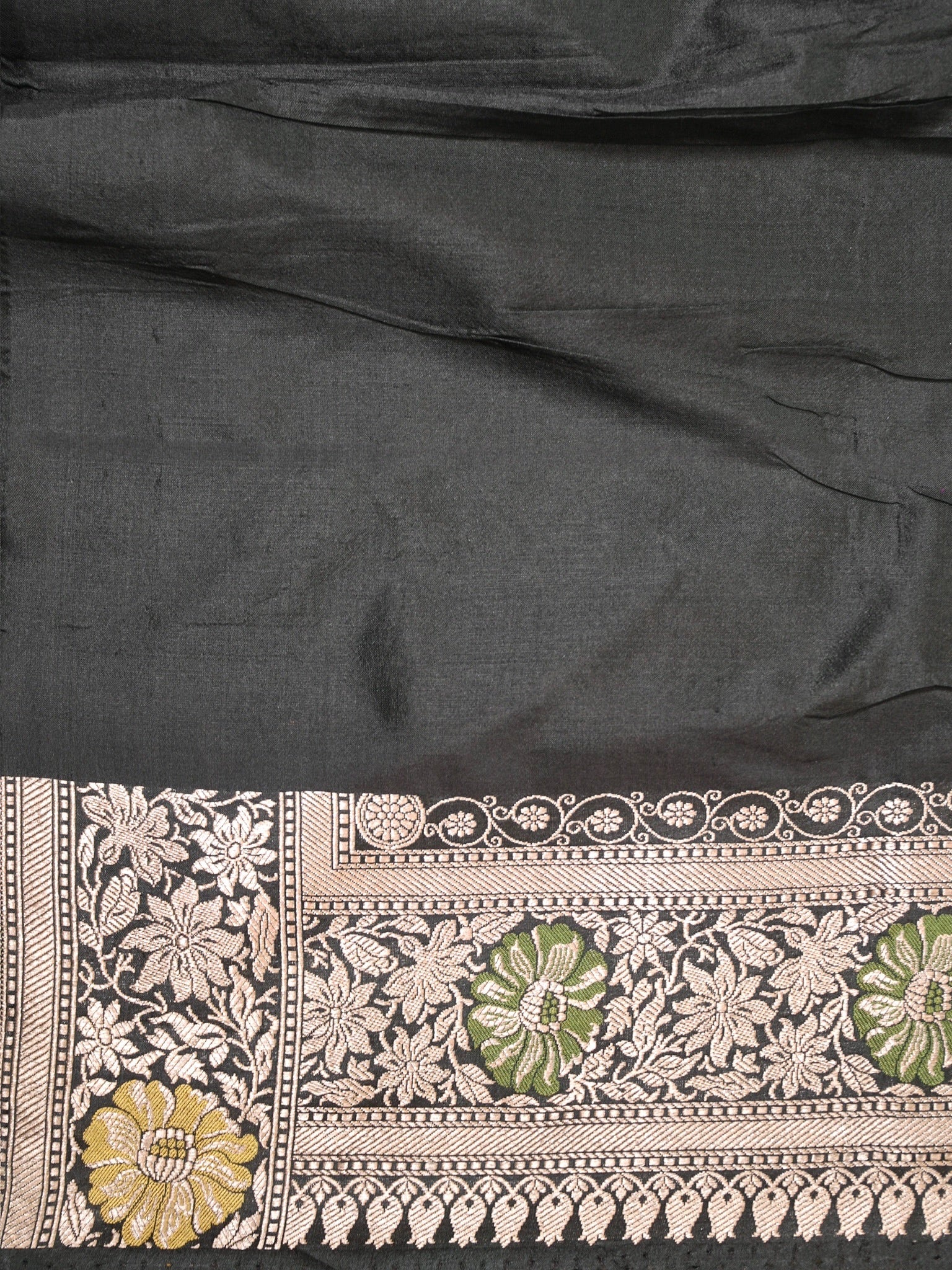 Black Pure Katan Silk Saree |Minakaari Pattu Style