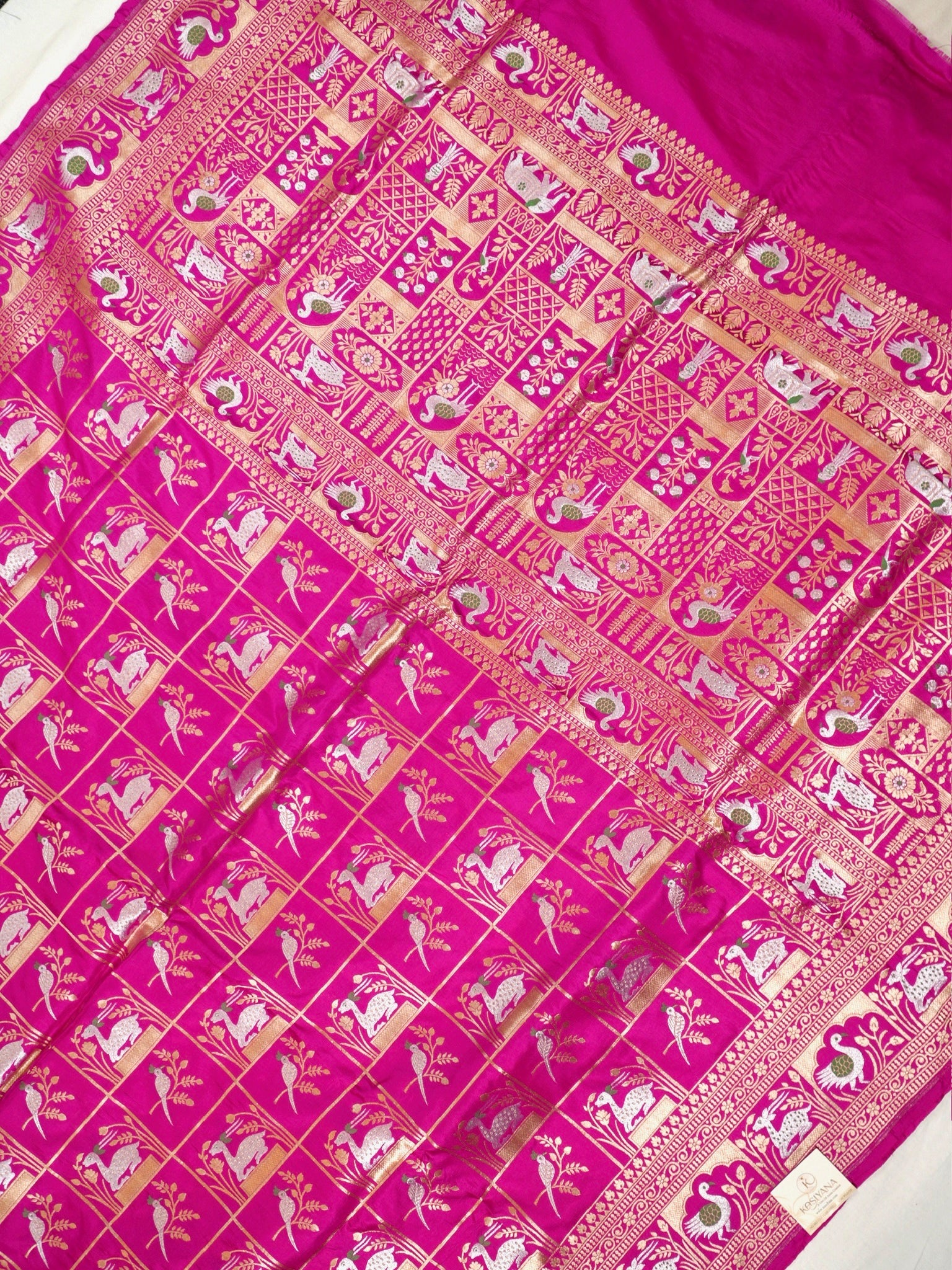 Hot Pink Pure Katan Silk Saree |Minakaari Pattu Style