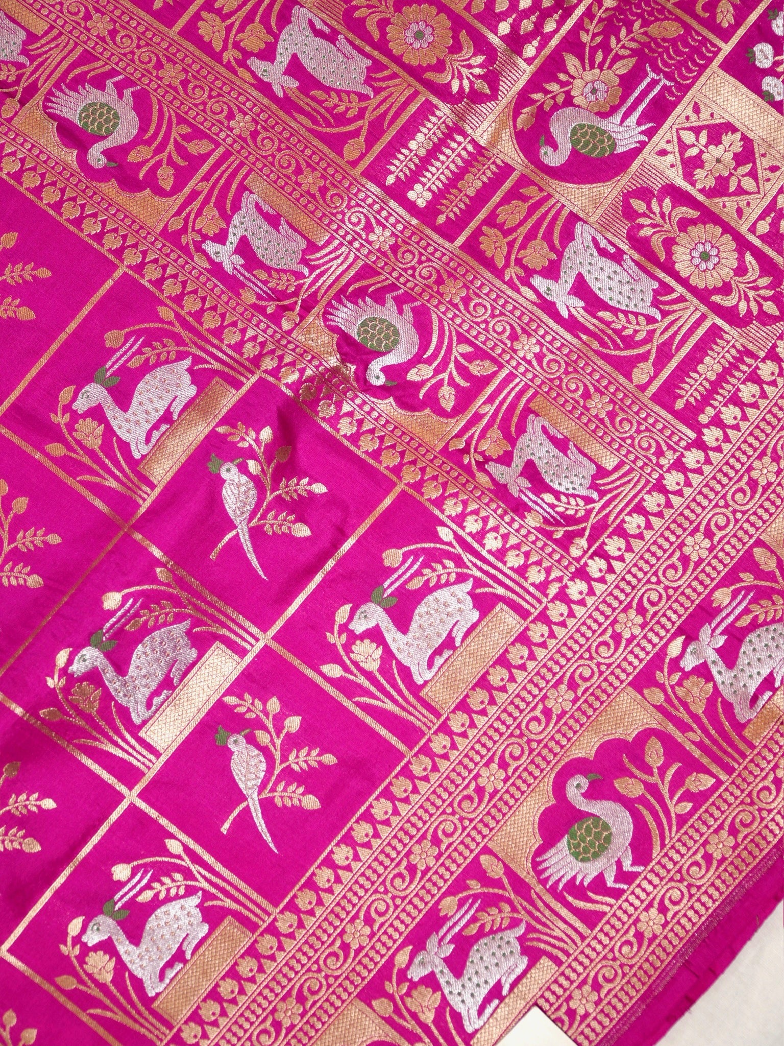 Hot Pink Pure Katan Silk Saree |Minakaari Pattu Style