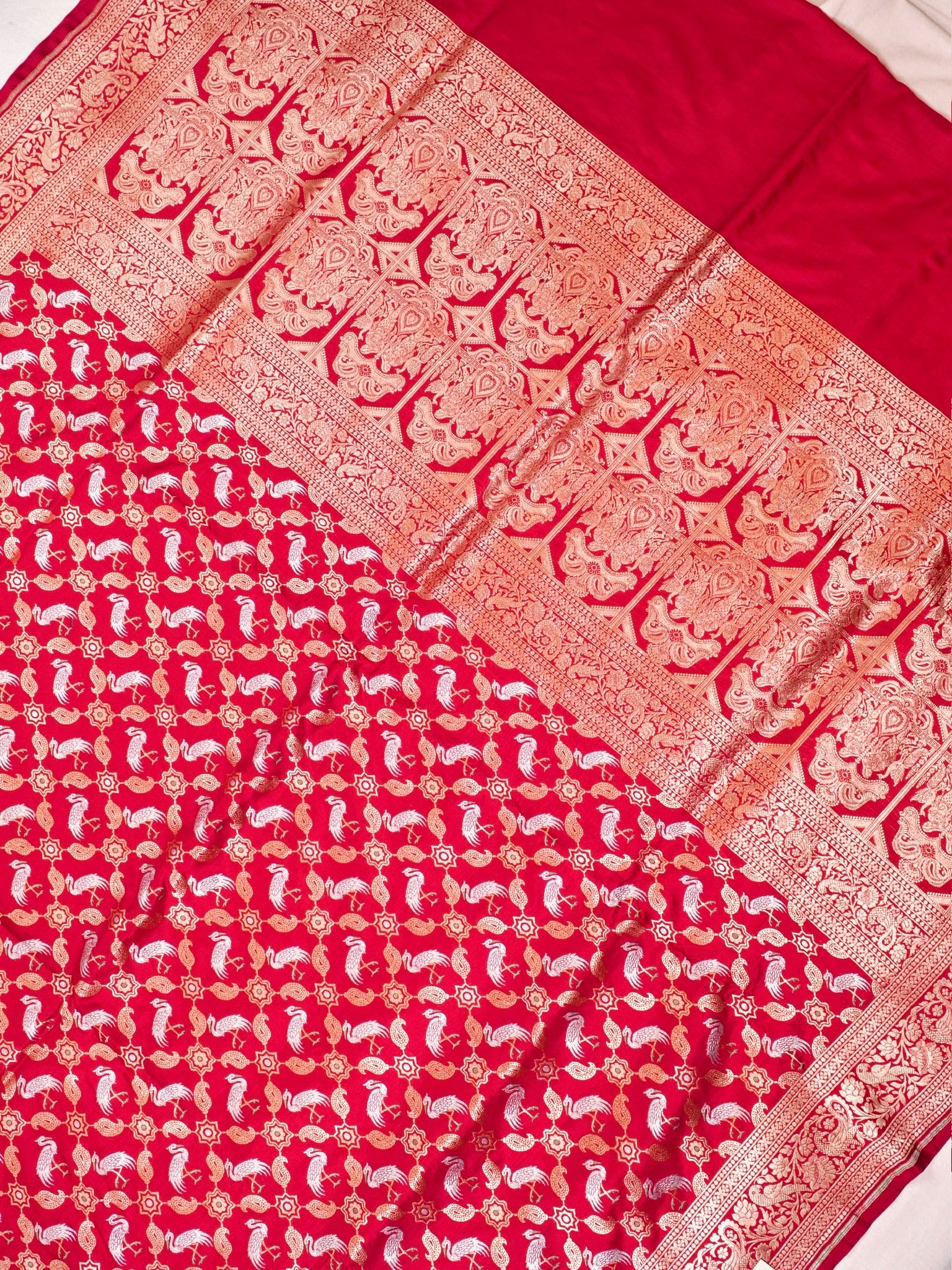 Red Pure Katan Silk Saree |Sona Rupa Pattu Style