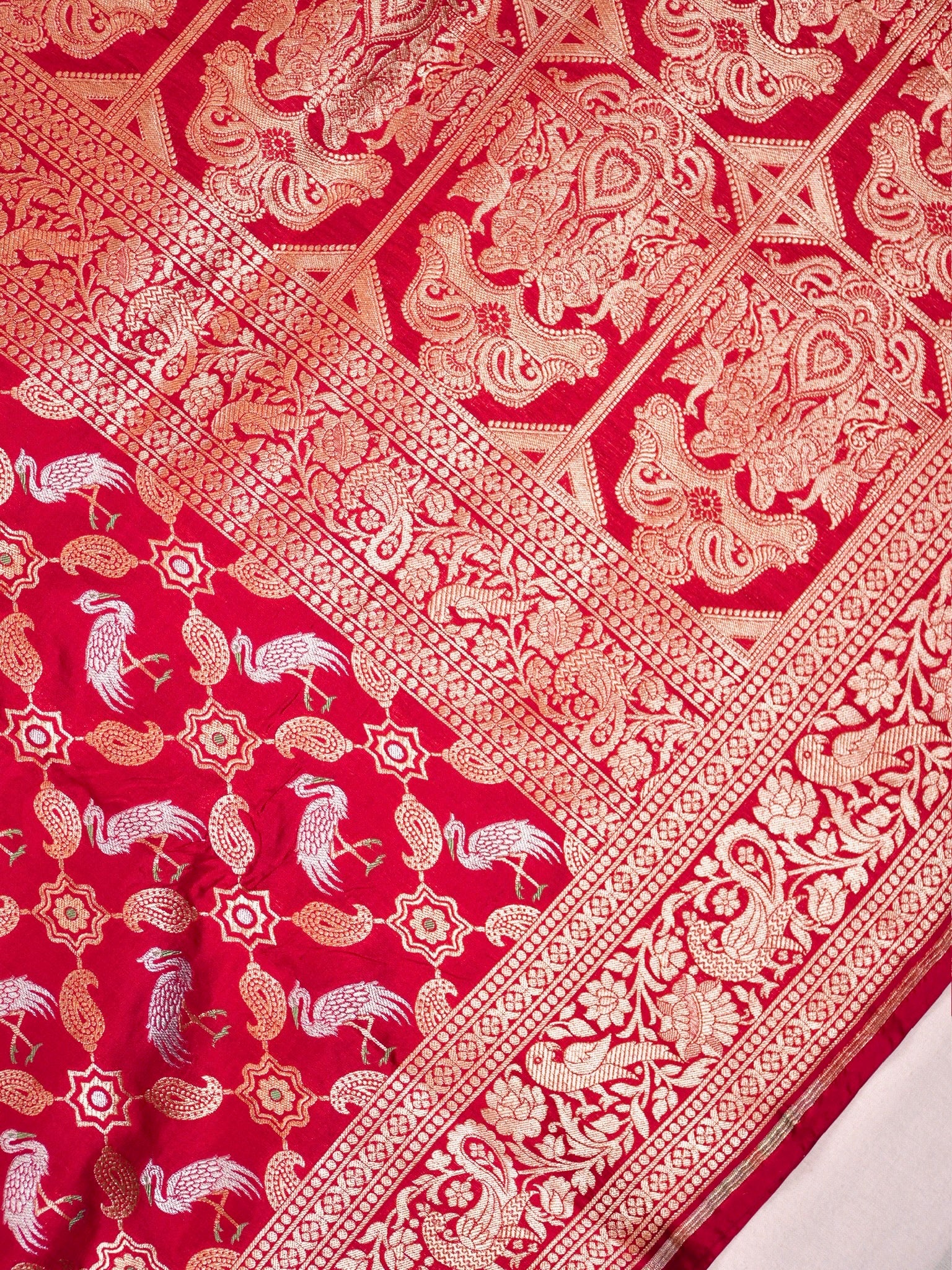Red Pure Katan Silk Saree |Sona Rupa Pattu Style
