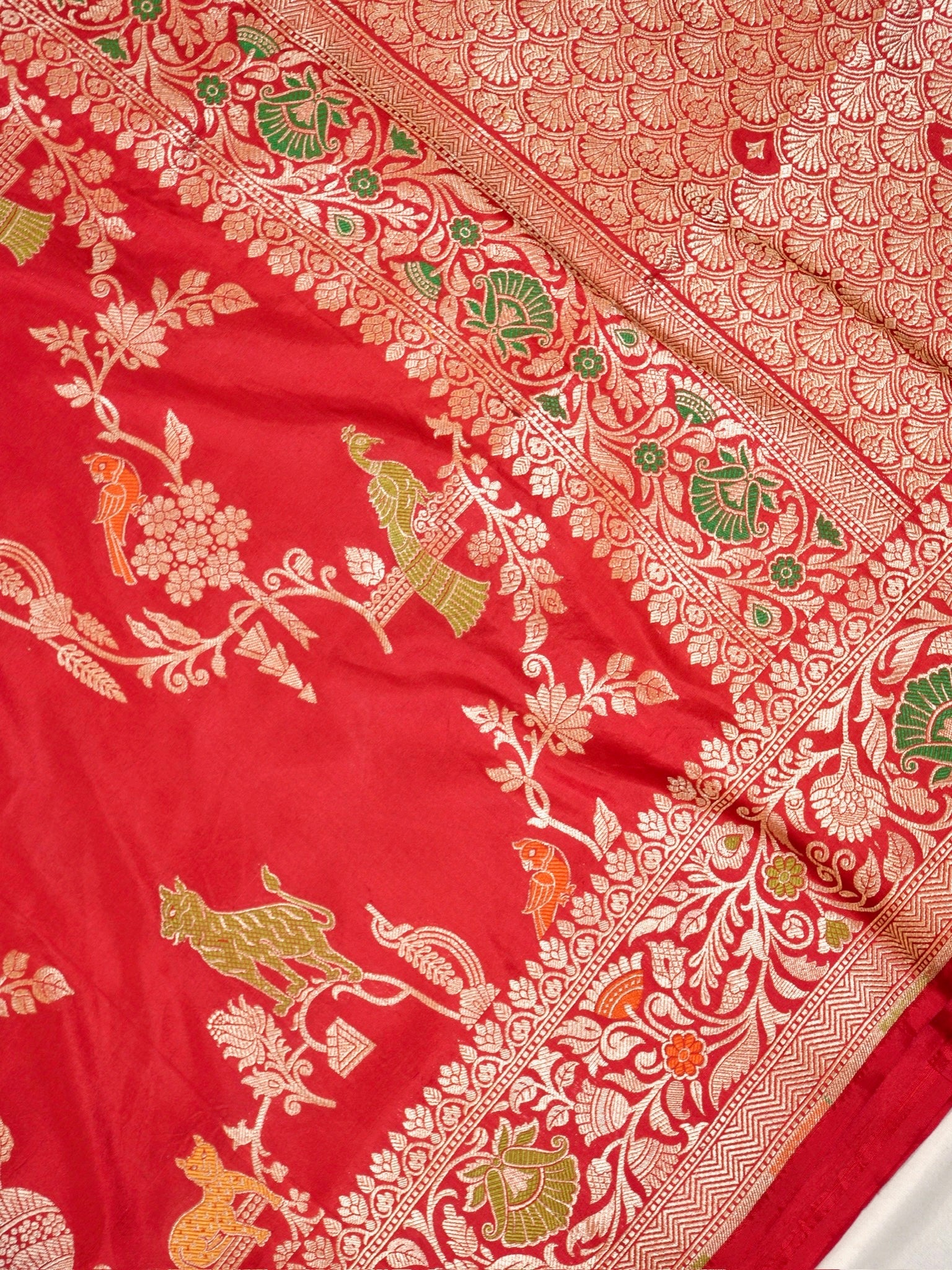 Red Pure Katan Silk Saree |Minakaari Pattu Style