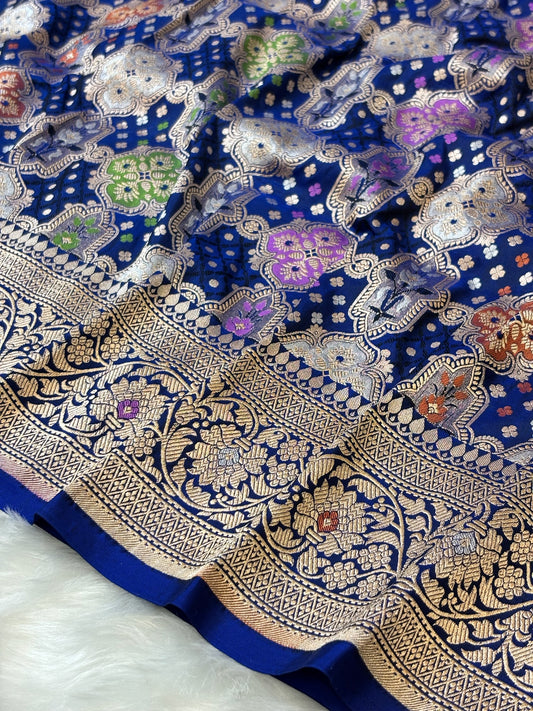 Royal Blue Banarasi Rangkaat Pure Silk Saree